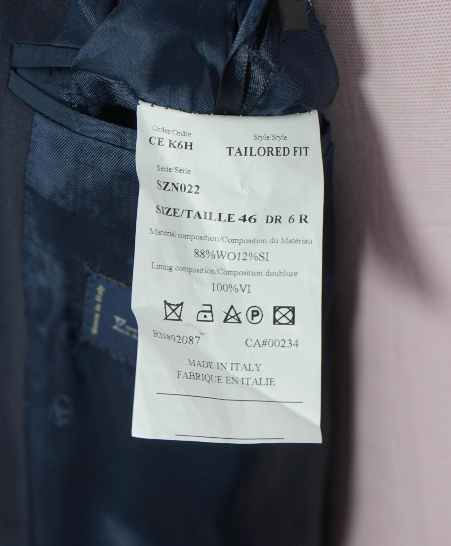 $1,295 ZEGNA For SFA - Navy Blue Wool/Silk Suit - 46R