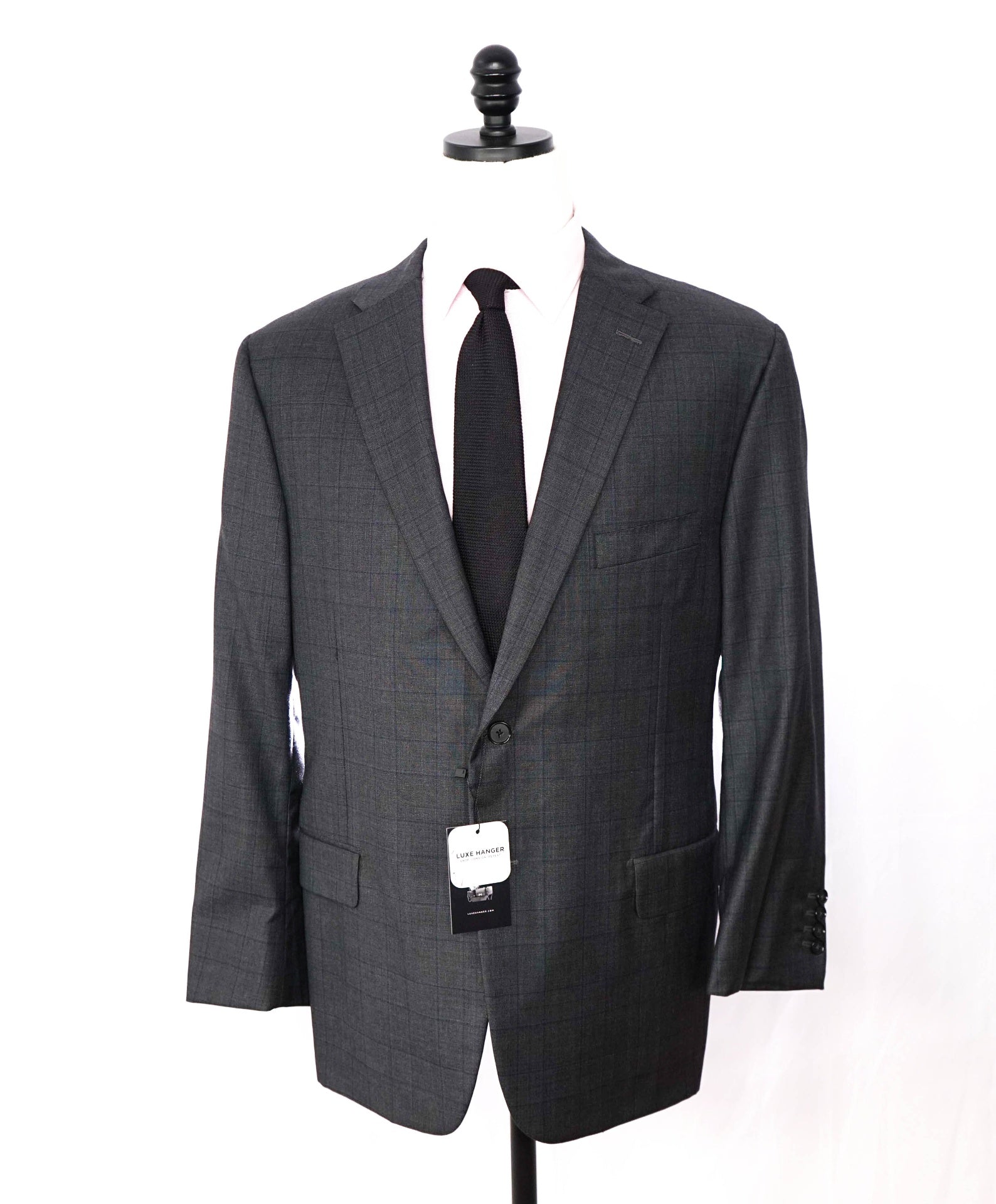 $1,695 LORO PIANA For HICKEY FREEMAN-Gray Plaid Wool Suit- 46R