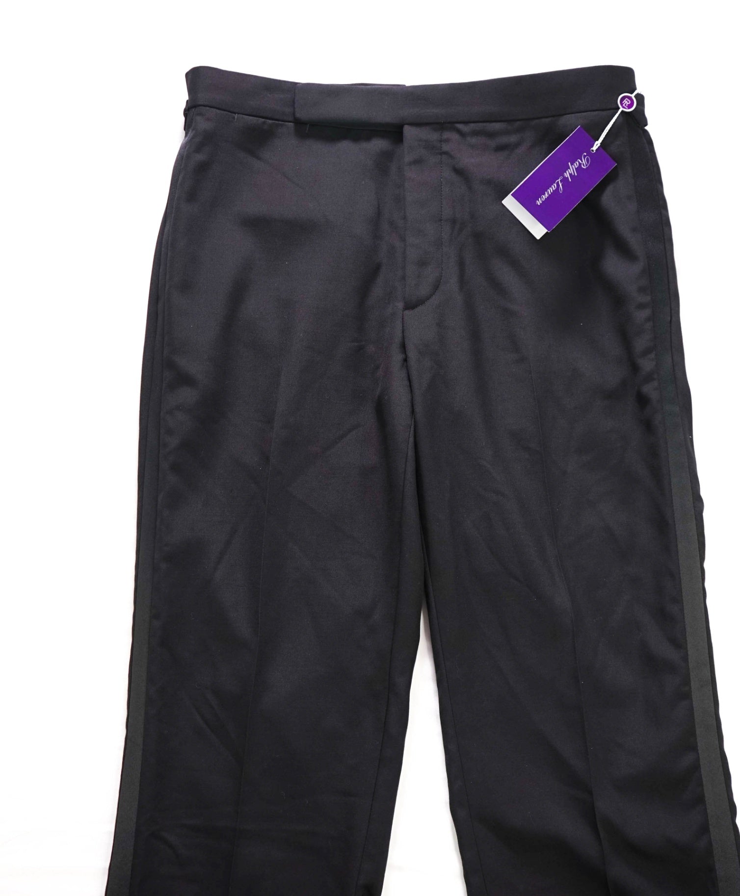 $995 RALPH LAUREN PURPLE LABEL - Black Tuxedo Pants - 32W