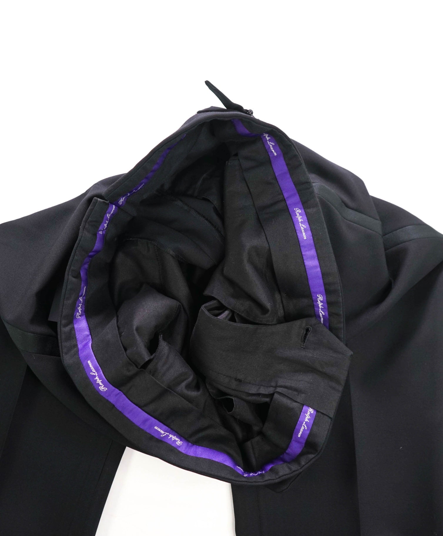 $995 RALPH LAUREN PURPLE LABEL - Black Tuxedo Pants - 36W