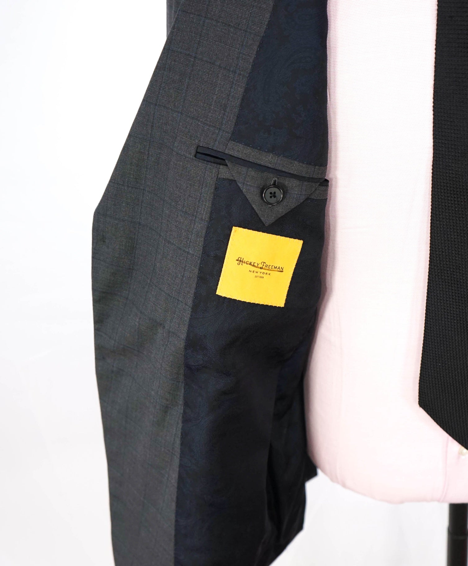 $1,695 LORO PIANA For HICKEY FREEMAN-Gray Plaid Wool Suit- 46R