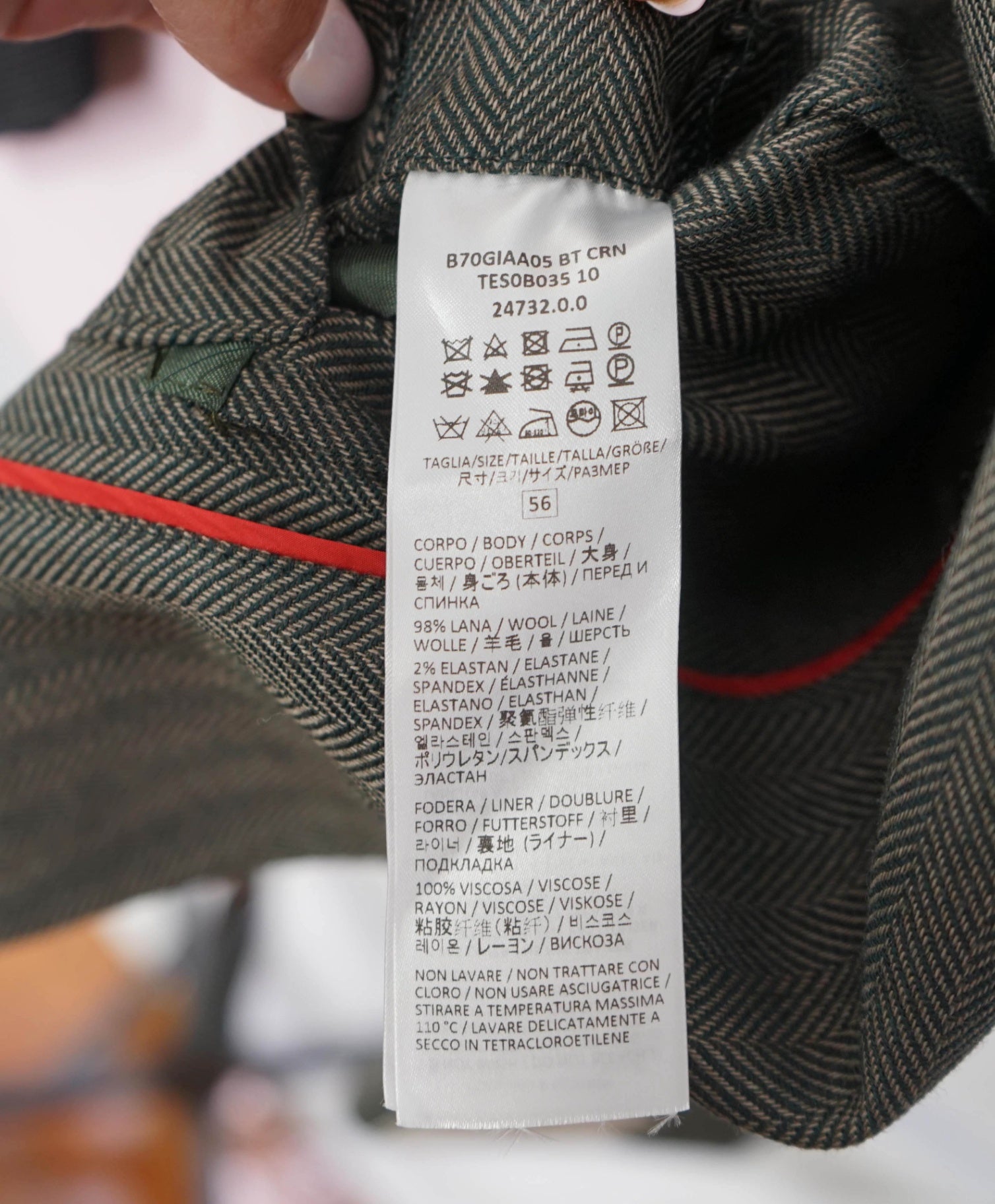 $1,395 ELEVENTY - Dark Green Herringbone Wool Blazer - 46