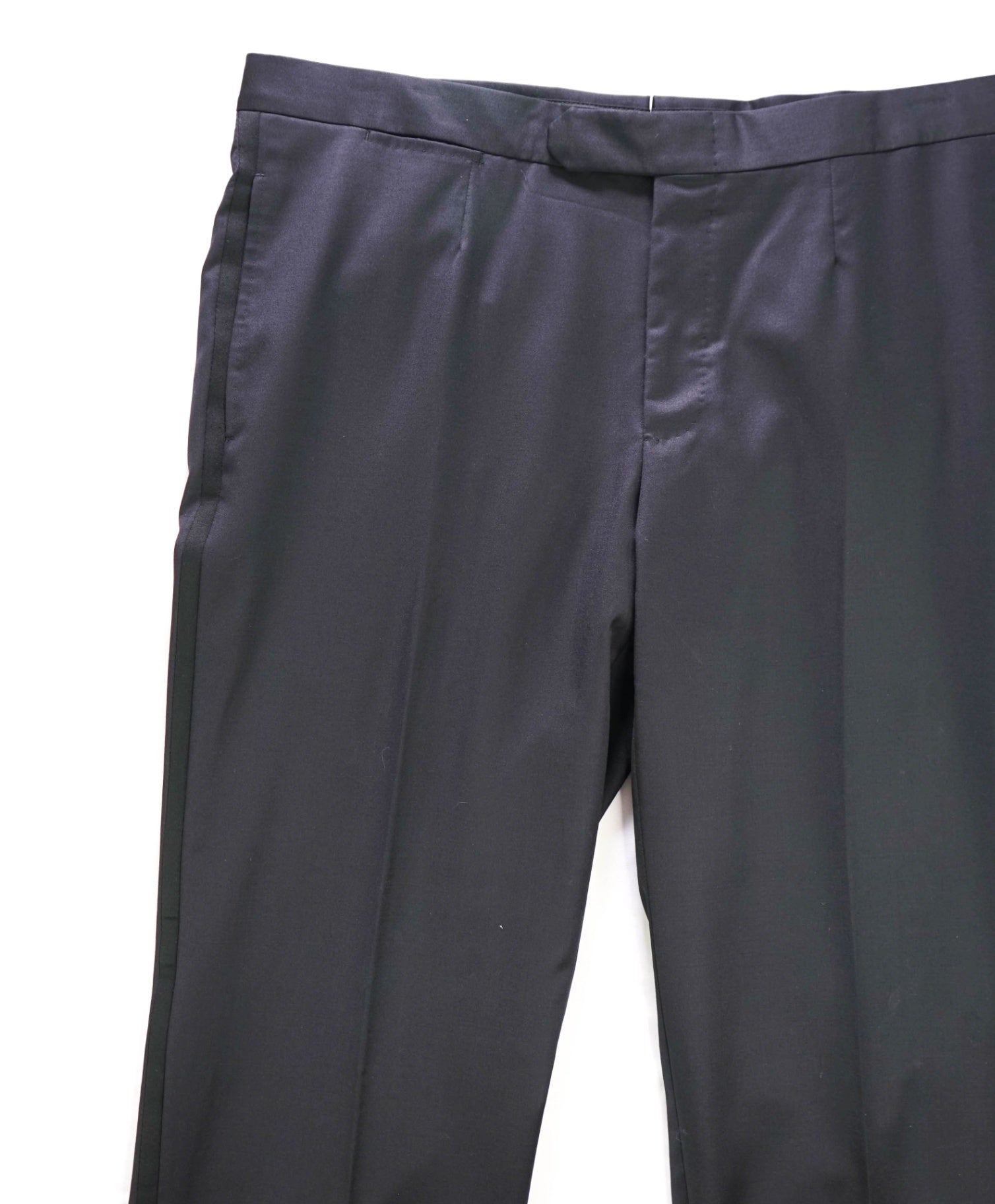 $870 ZEGNA - Black Wool Tuxedo Pants - 39W