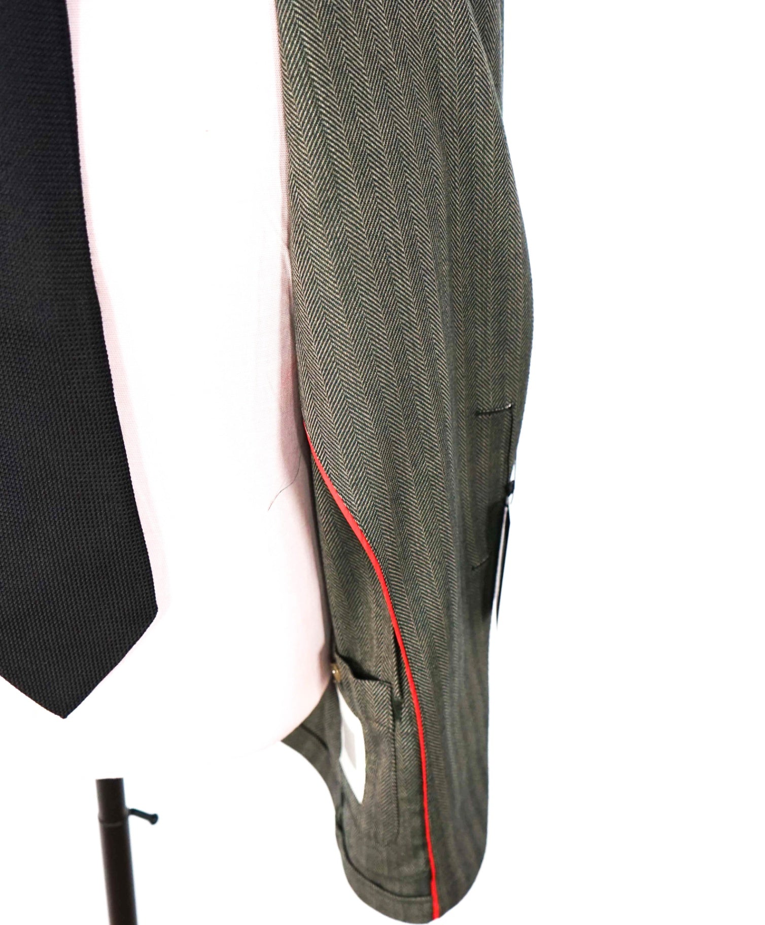 $1,395 ELEVENTY - Dark Green Herringbone Wool Blazer - 46