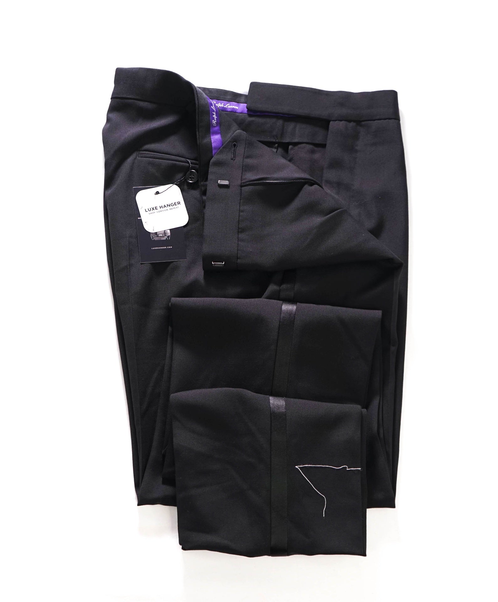 $995 RALPH LAUREN PURPLE LABEL - Black Tuxedo Pants - 32W