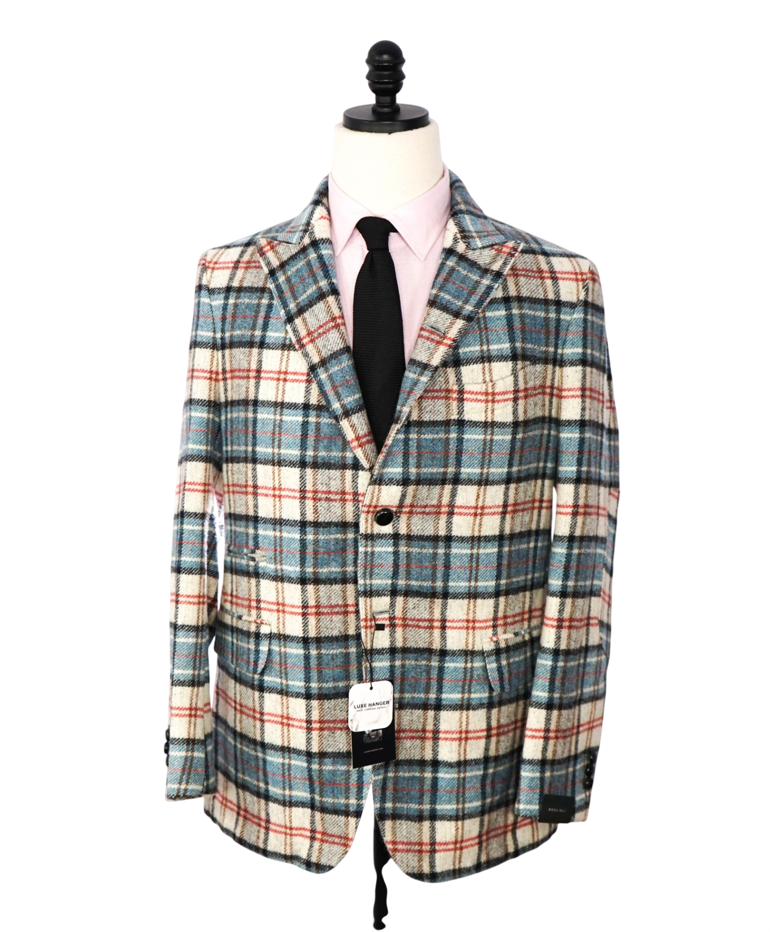 BOGLIOLI - Blue/Ivory Plaid Wool 6Btn Coat/Blazer - 44R