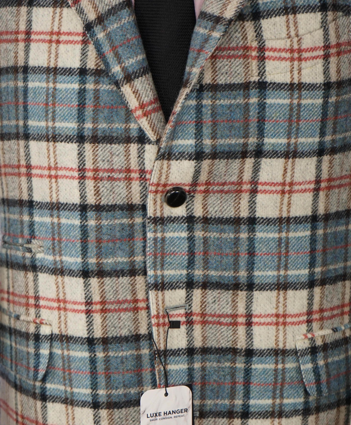 BOGLIOLI - Blue/Ivory Plaid Wool 6Btn Coat/Blazer - 44R