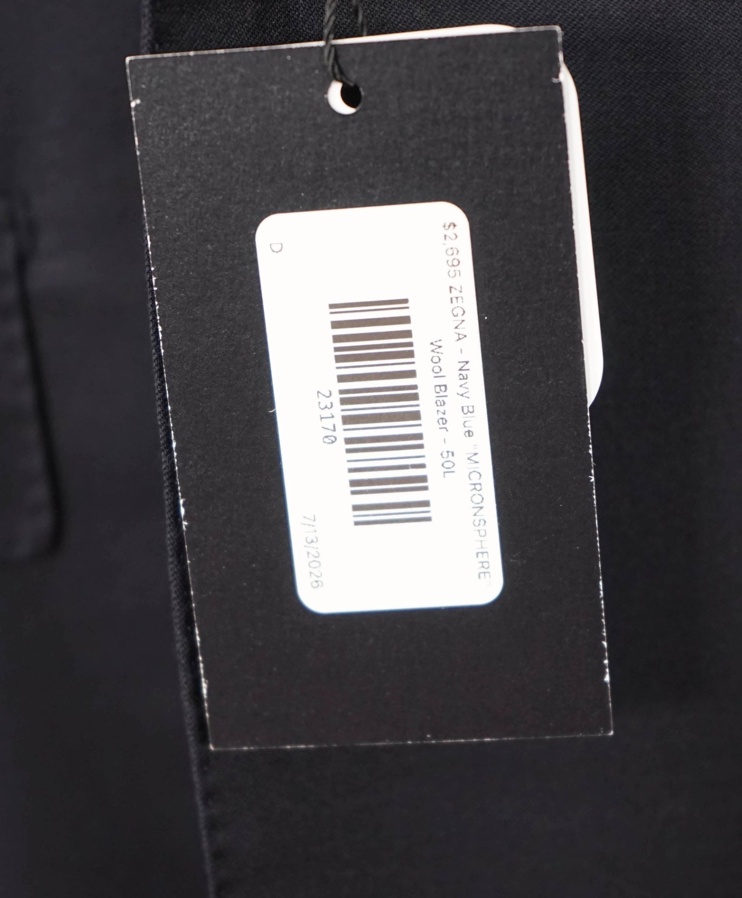 $2,695 ZEGNA - Navy Blue "MICRONSPHERE" Wool Blazer - 50L