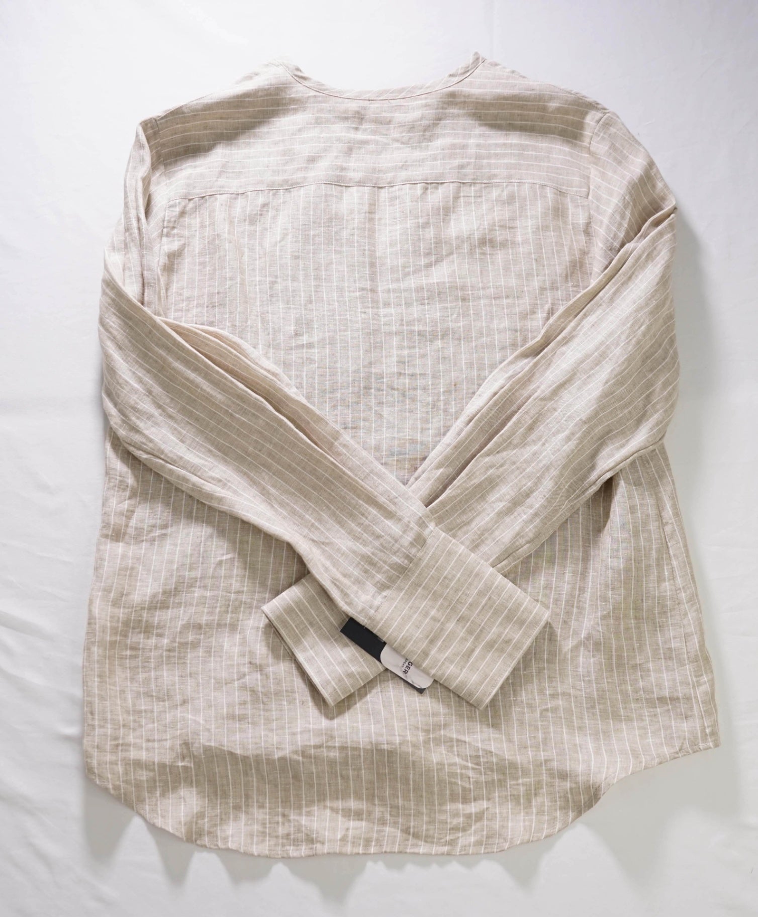 $395 ELEVENTY - Sand Stripe Linen Shirt - 8US