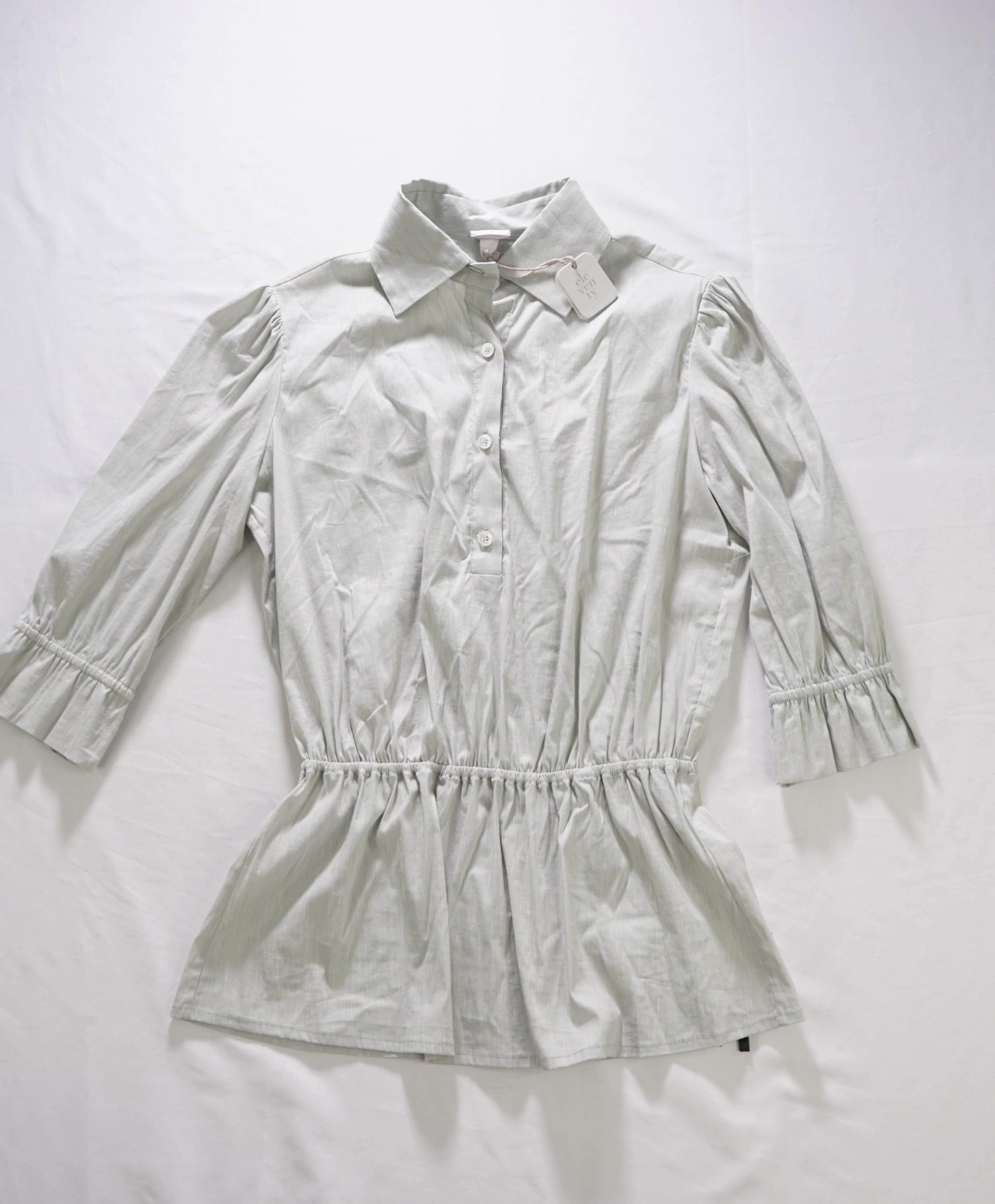$595 ELEVENTY - Light Blue Cotton/Linen Shirt - 2 US