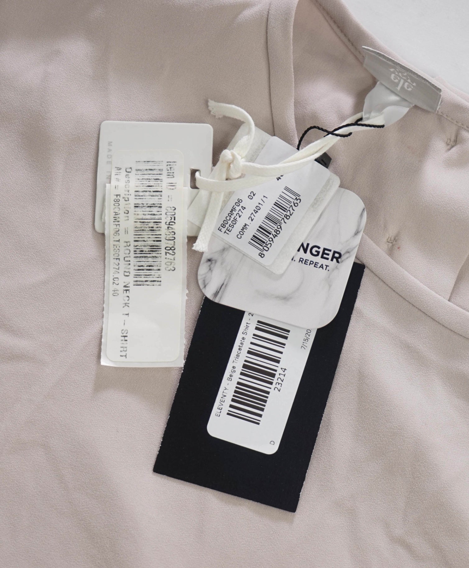 $295 ELEVENTY - Beige Triacetate Shirt - 2 US