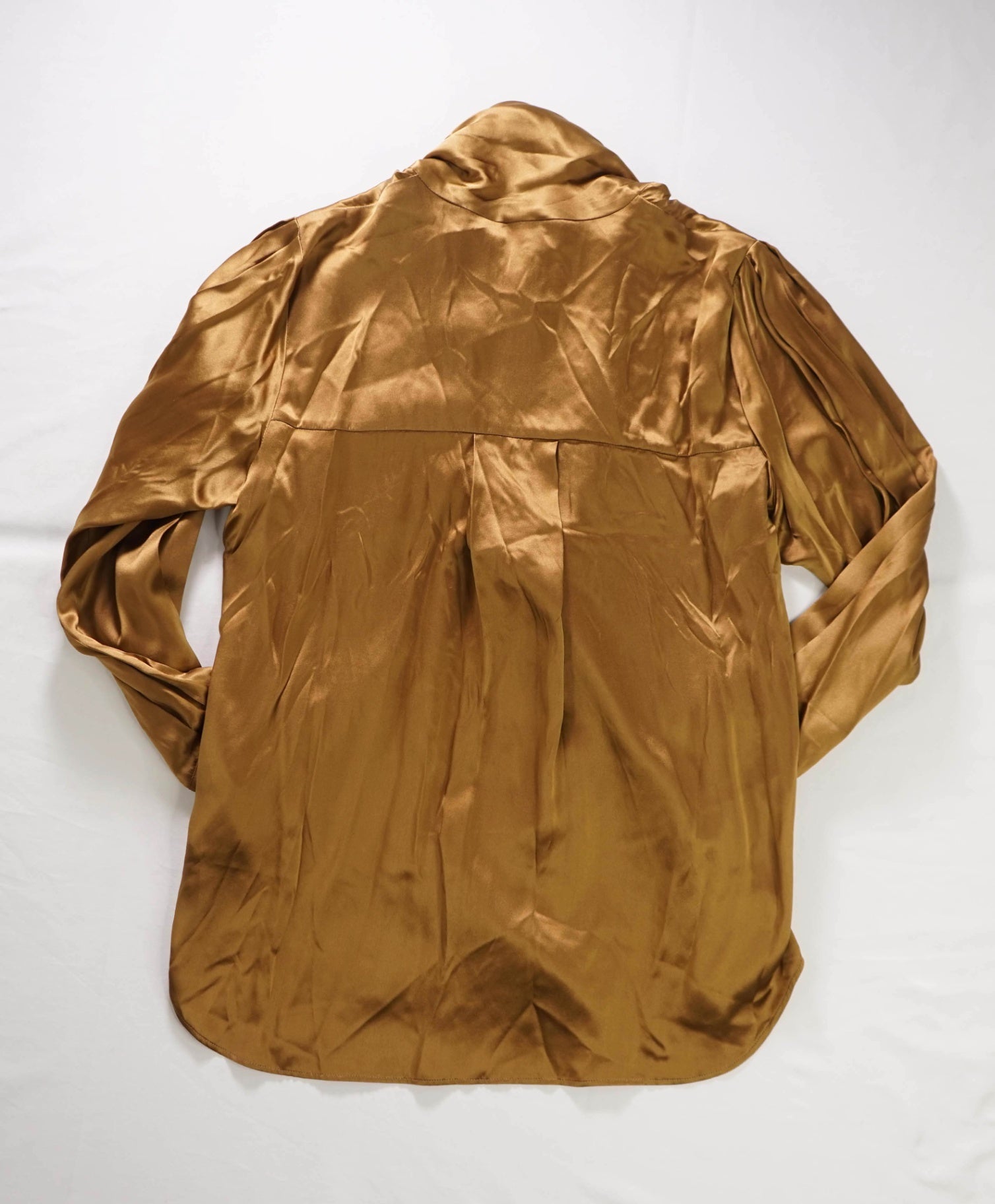 $790 ELEVENTY - Gold Silk Shirt - 2 US