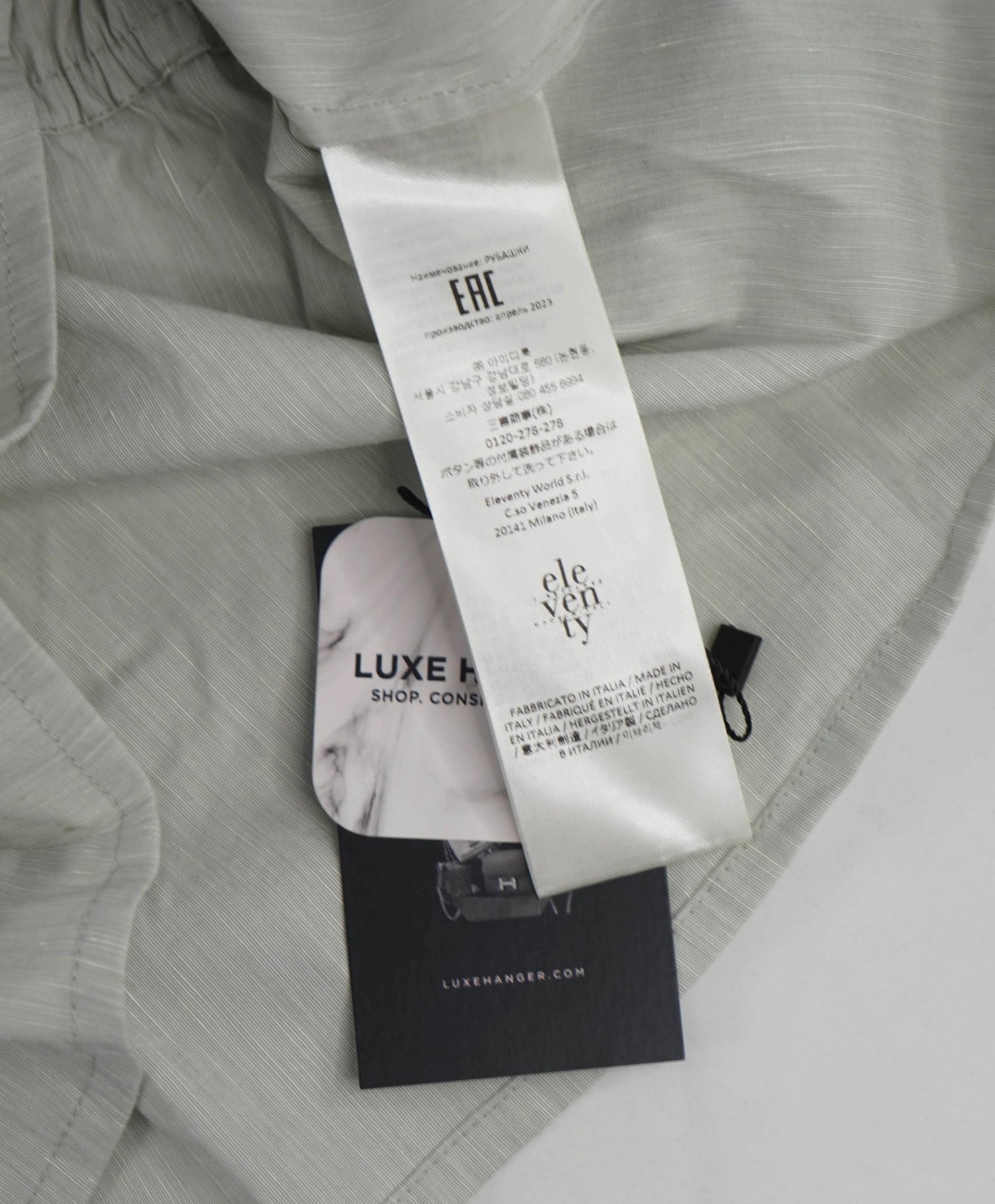 $595 ELEVENTY - Light Blue Cotton/Linen Shirt - 2 US