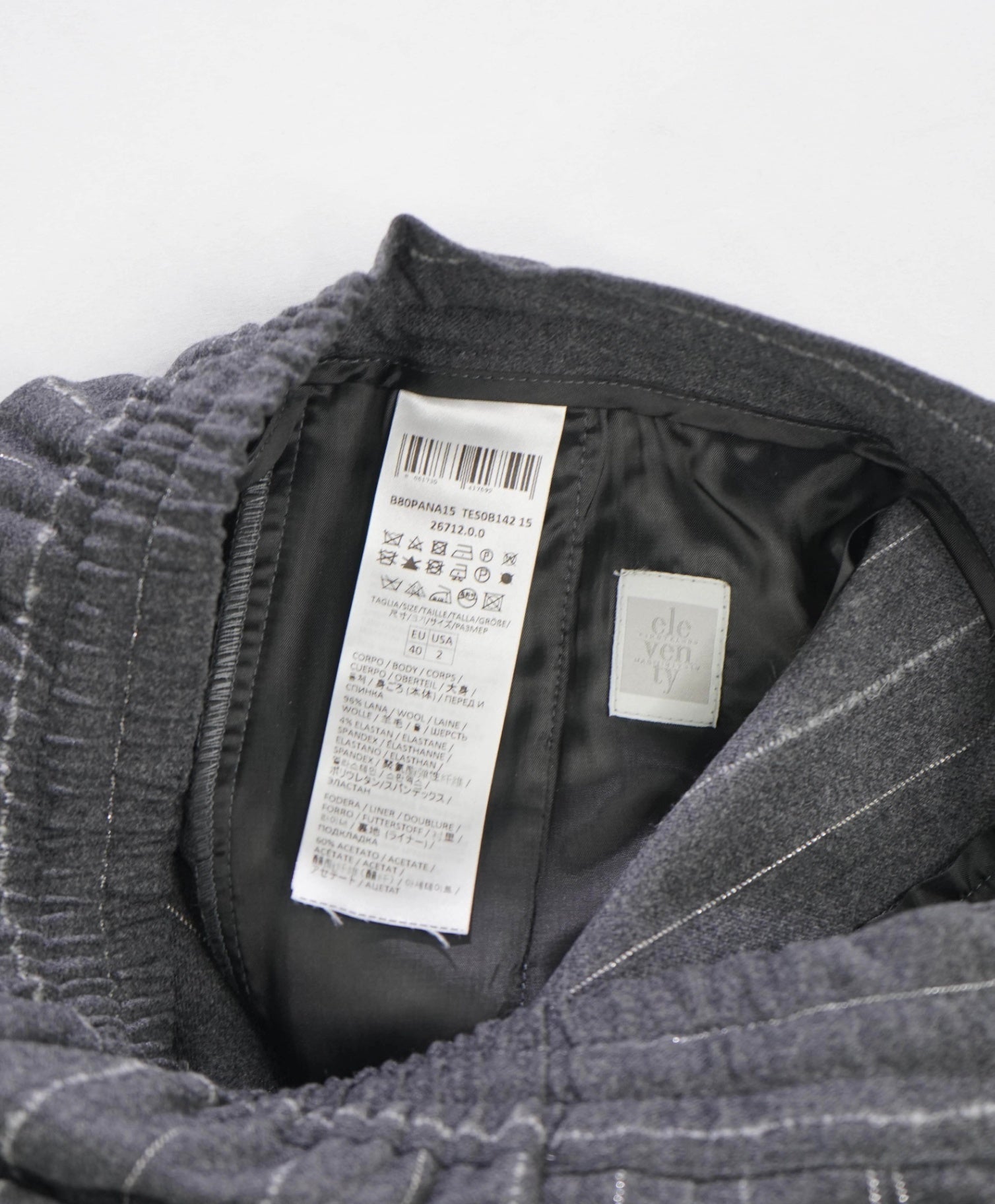 $1,895 ELEVENTY - Gray Stripe Flannel Wool Suit - 2 US