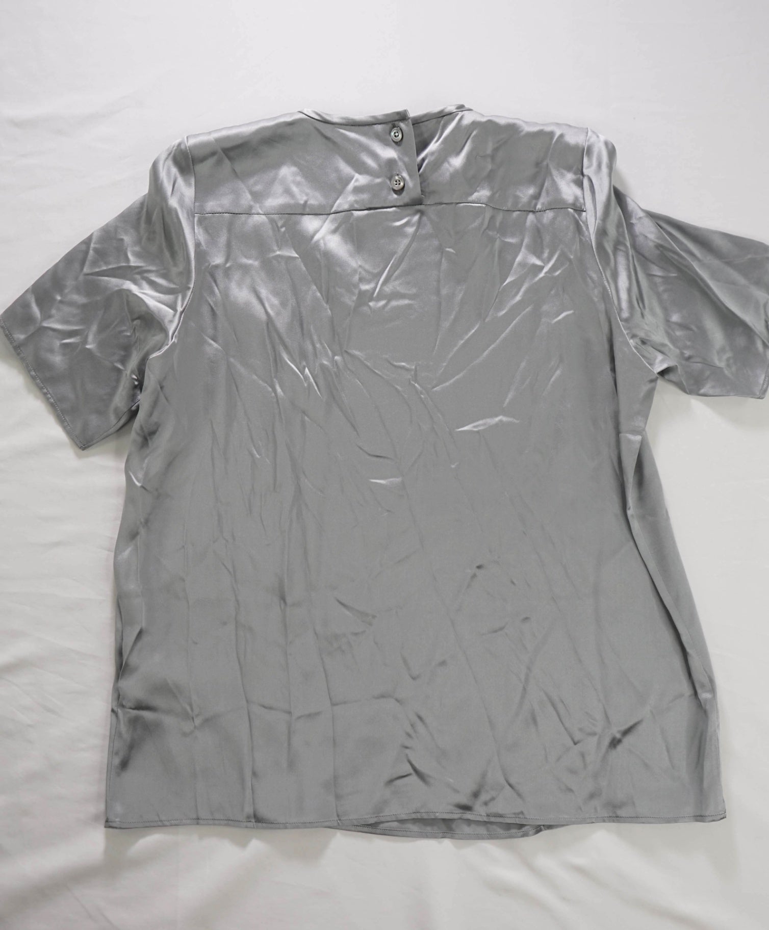 $795 ELEVENTY - Silver Silk Shirt - 2 US