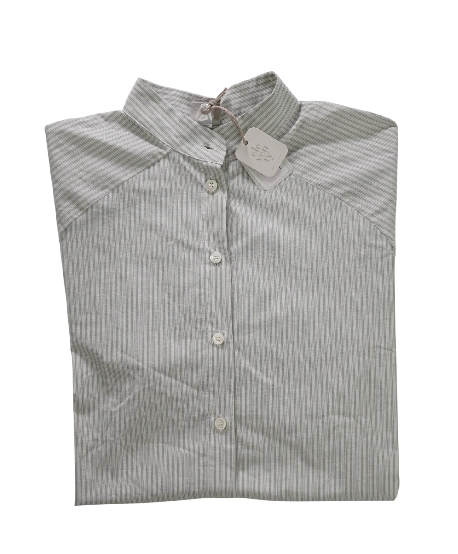 $495 ELEVENTY - Green Stripe Cotton Short Sleeve Shirt - 2 US