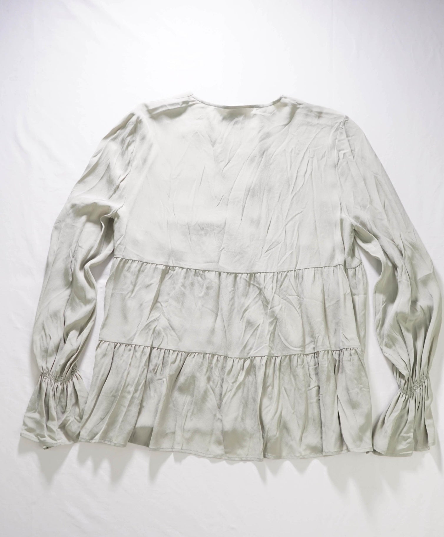 $595 ELEVENTY - Green Acetate/Silk Long Sleeve Shirt - 2 US
