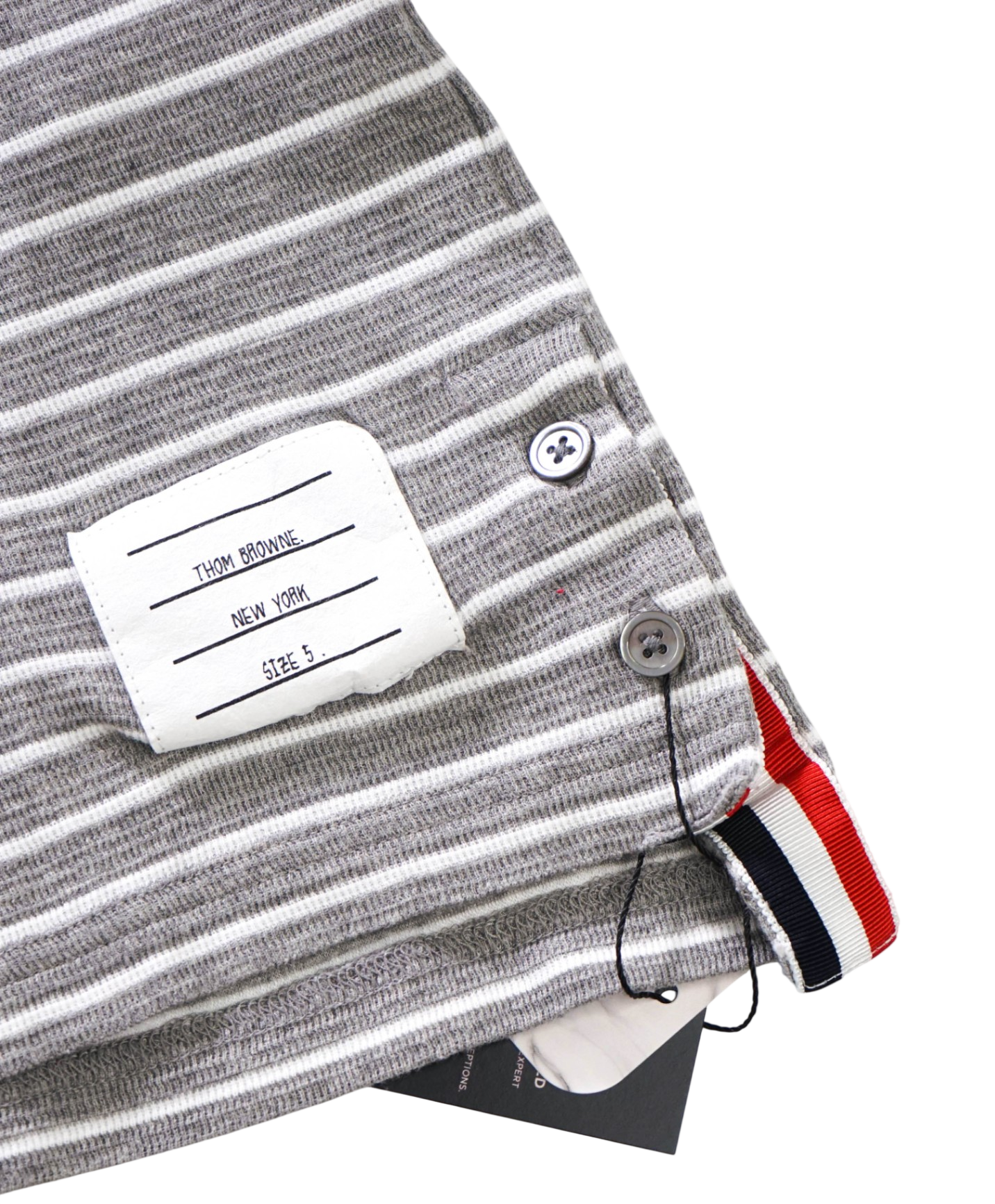 THOM BROWNE - Gray Stripe Cotton Long Sleeve Shirt - 5