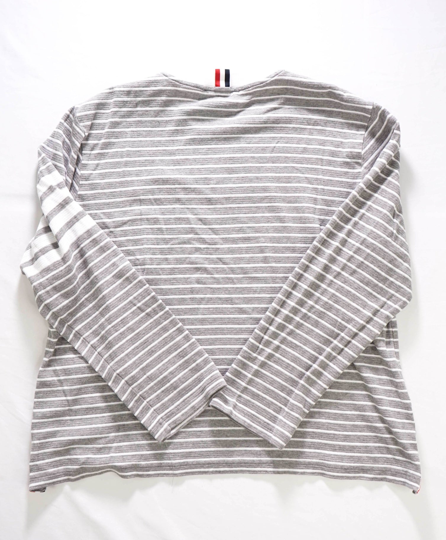 THOM BROWNE - Gray Stripe Cotton Long Sleeve Shirt - 5