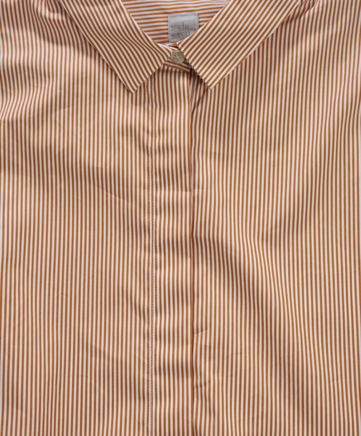 $495 ELEVENTY - Orange Stripe Cotton Shirt - 6 US