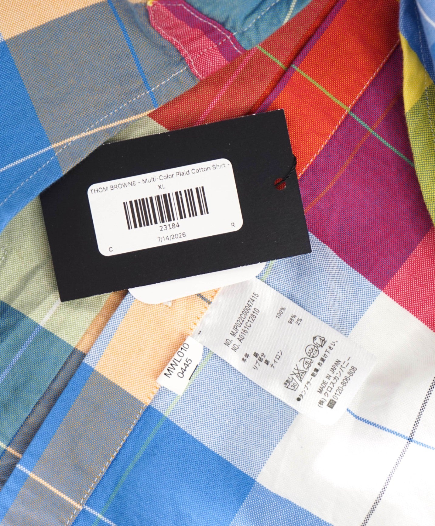 THOM BROWNE - Multi-Color Plaid Cotton Shirt - TB 4