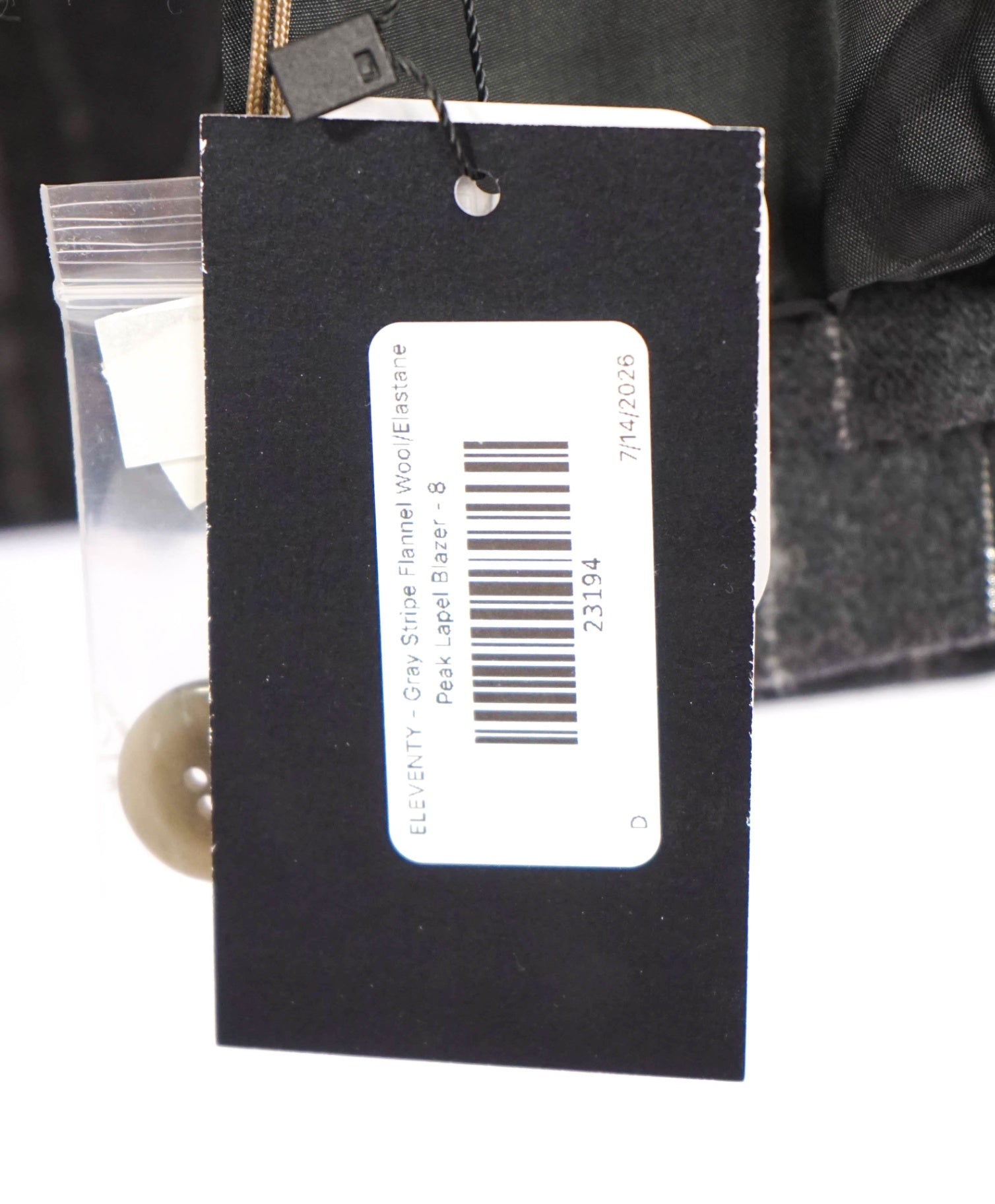 $1,195 ELEVENTY - Gray Flannel Wool/Elastane Blazer - 8 US