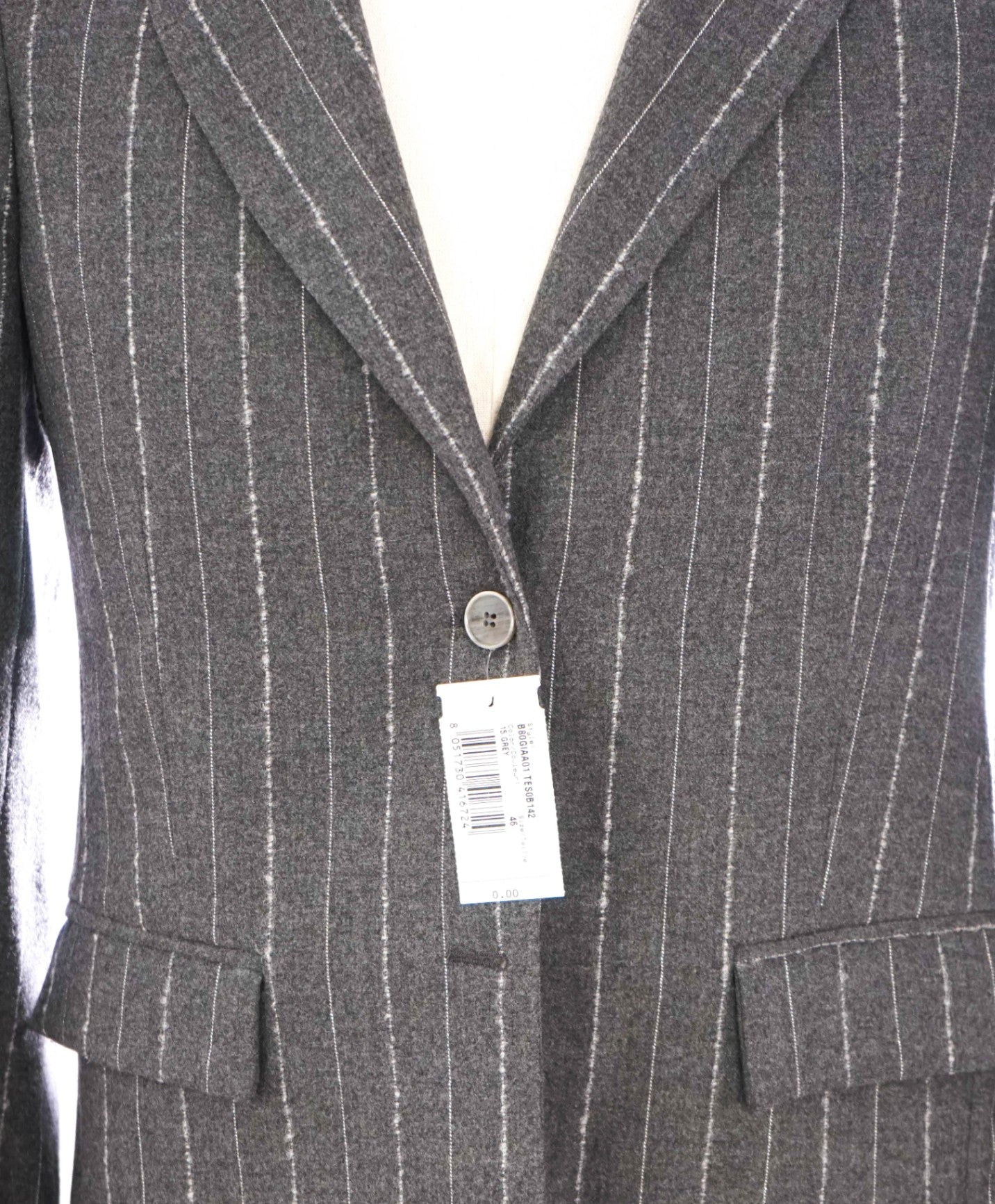 $1,195 ELEVENTY - Gray Flannel Wool/Elastane Blazer - 8 US