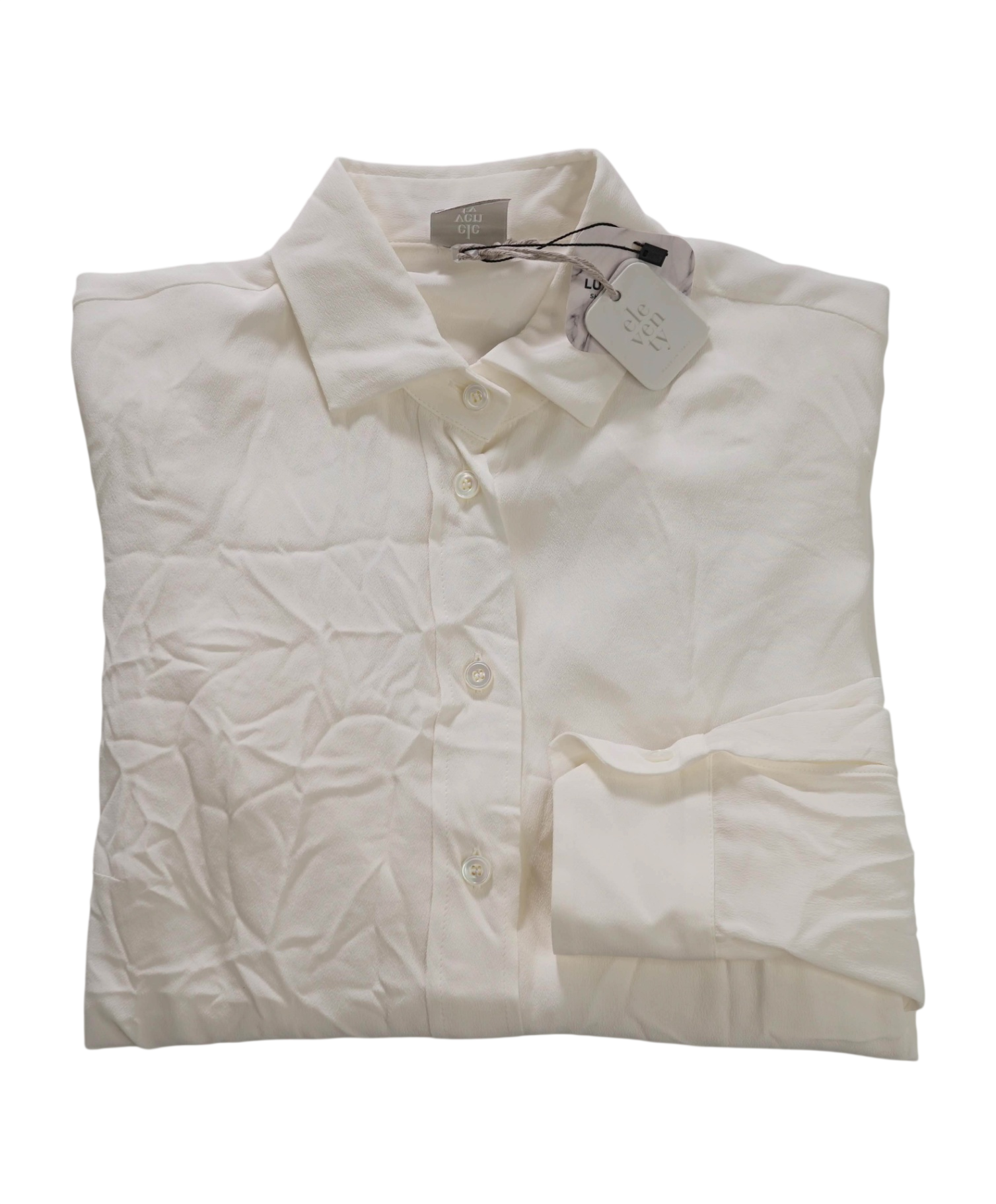 $495 ELEVENTY - White Acetate/Silk Shirt - 2 US