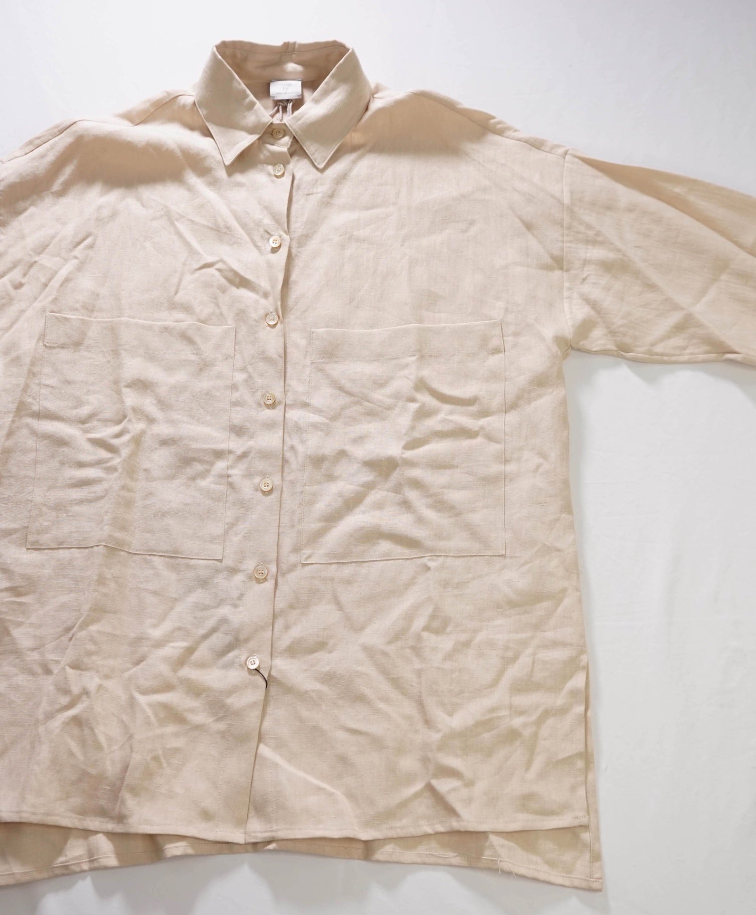 $89 ELEVENTY - Tan Linen Shirt - 2 US