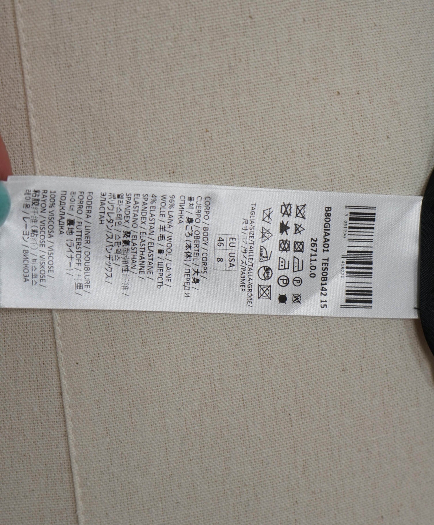 $1,195 ELEVENTY - Gray Flannel Wool/Elastane Blazer - 8 US