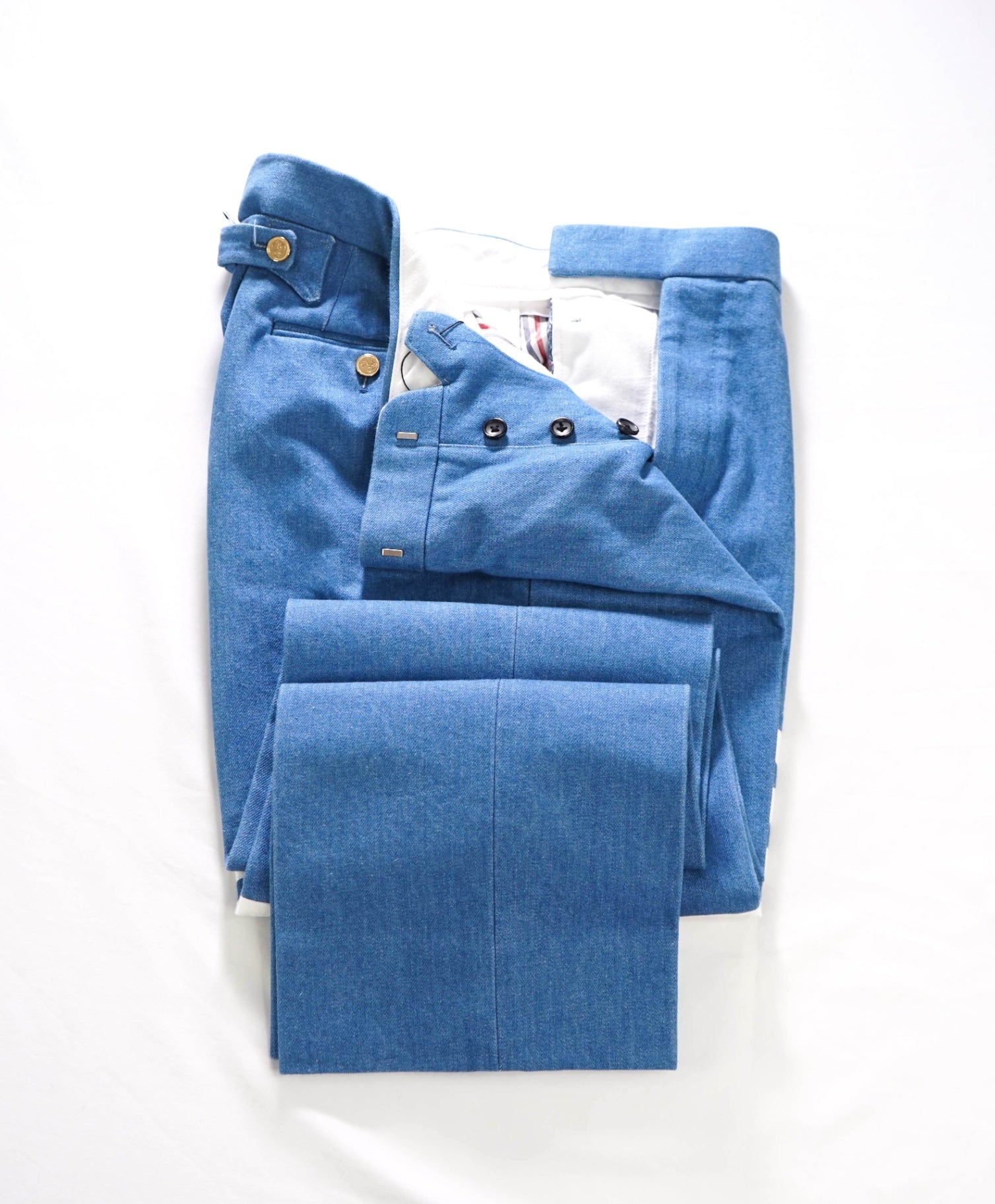 $970 THOM BROWNE - Blue Japanese Denim 4-Bar Jeans - 34W
