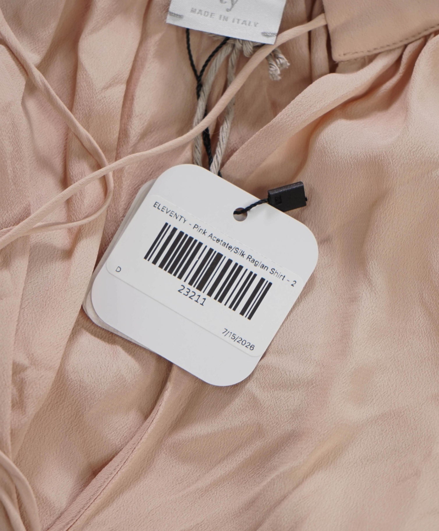 $695 ELEVENTY - Pink Silk Blend Raglan Shirt - 2 US