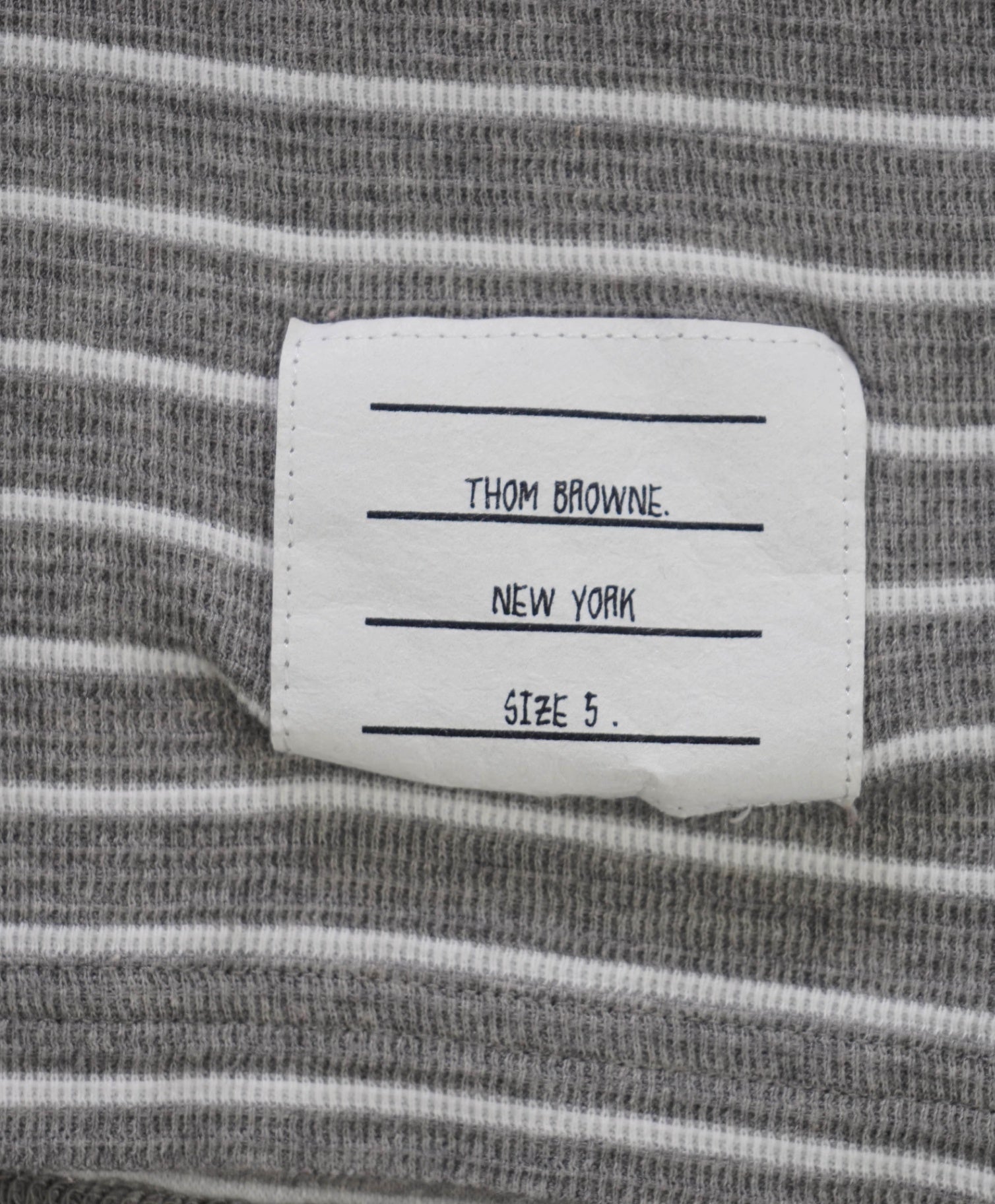 THOM BROWNE - Gray Stripe Cotton Long Sleeve Shirt - 5