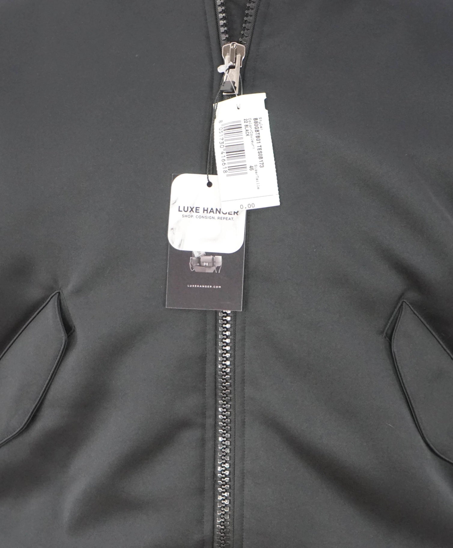 $1,195 ELEVENTY - Black Silk Style Polyester Bomber Coat - 8 US