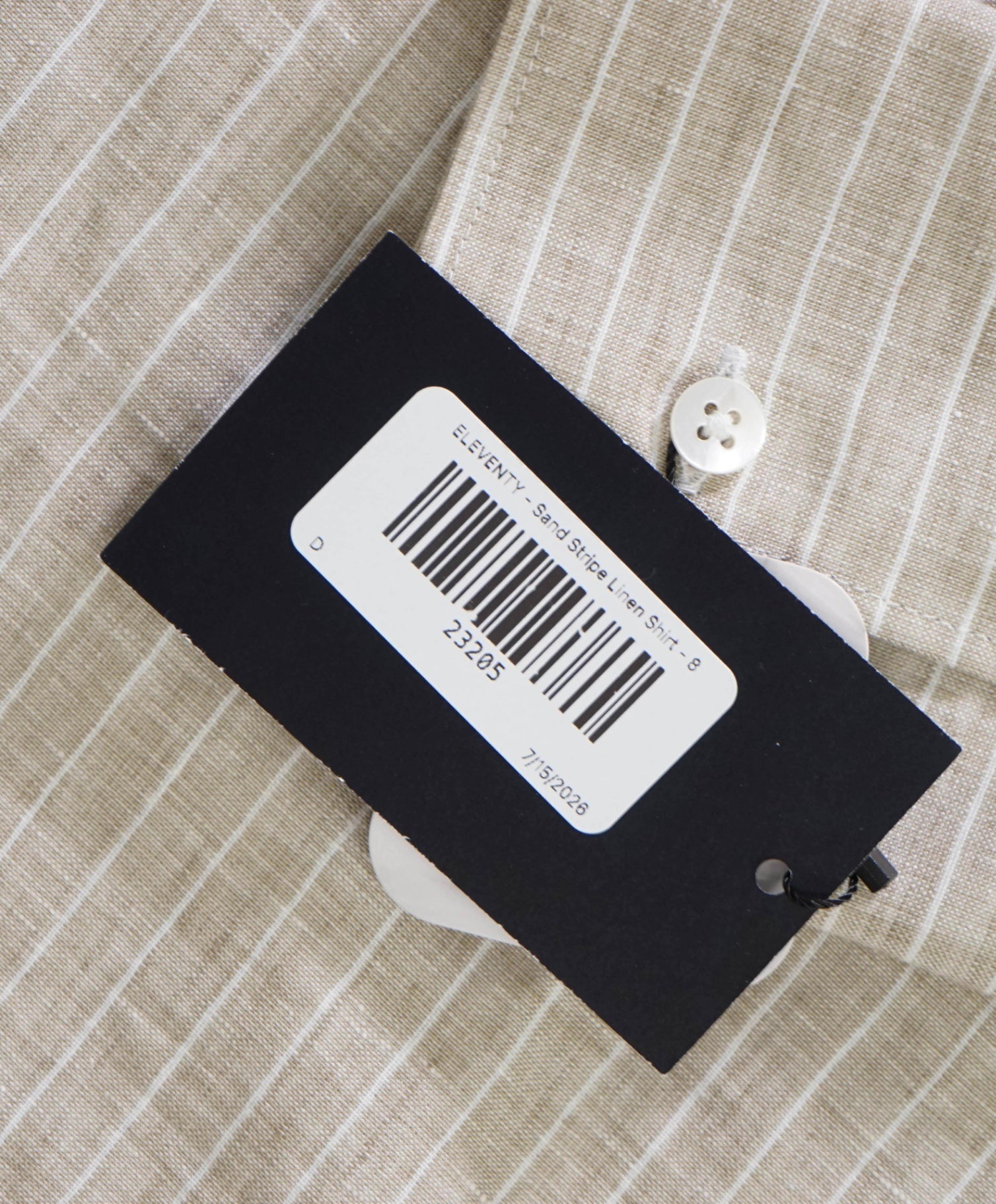 $395 ELEVENTY - Sand Stripe Linen Shirt - 8US