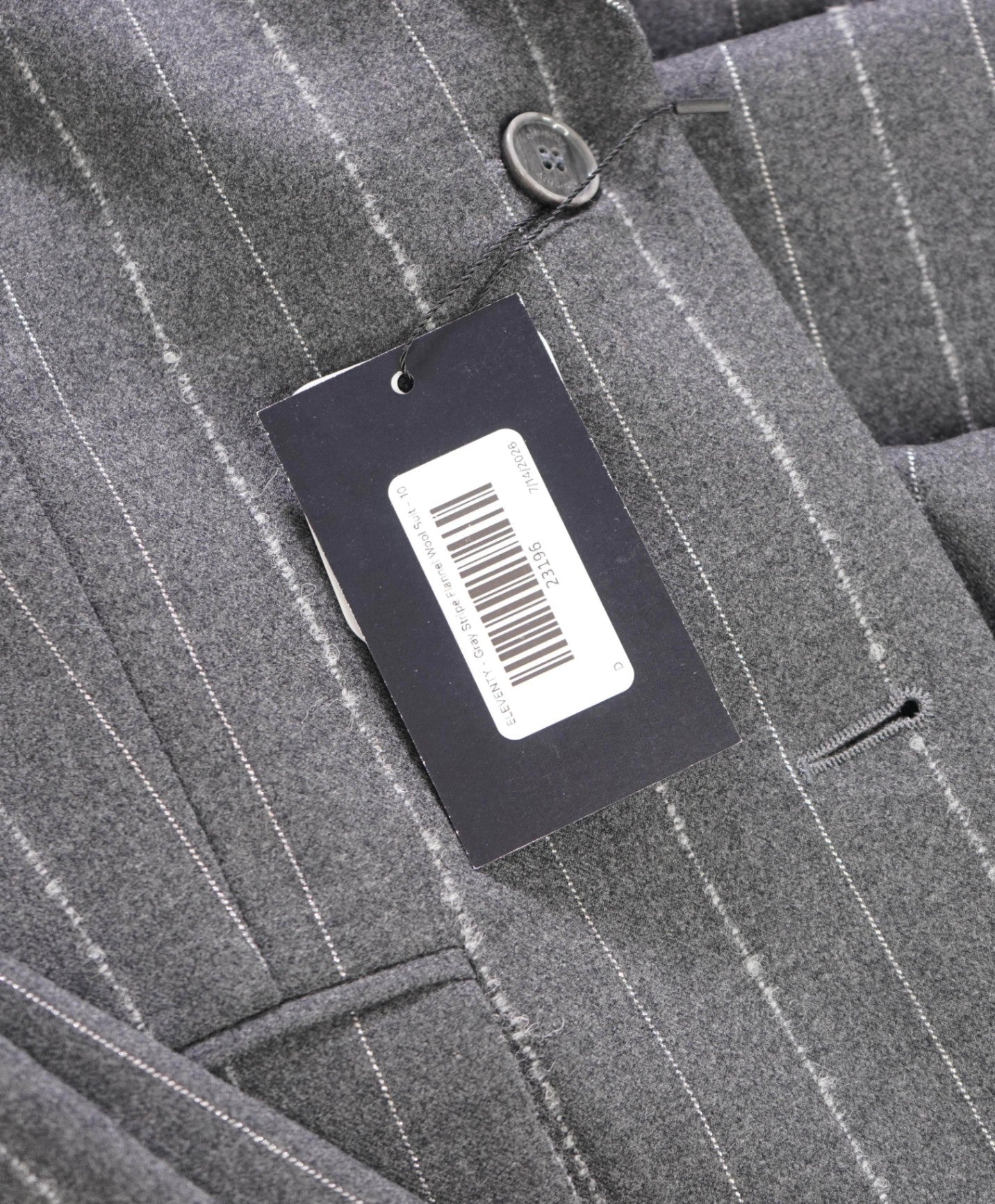 $1,895 ELEVENTY - Gray Stripe Flannel Wool Suit - 10 US