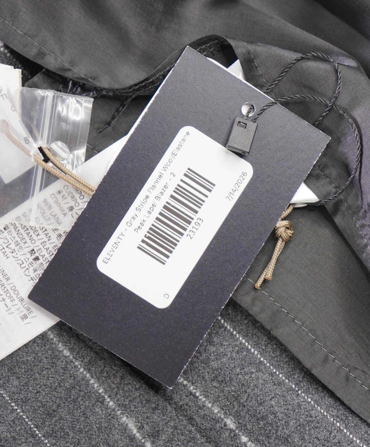 $1,895 ELEVENTY - Gray Stripe Flannel Wool Suit - 2 US