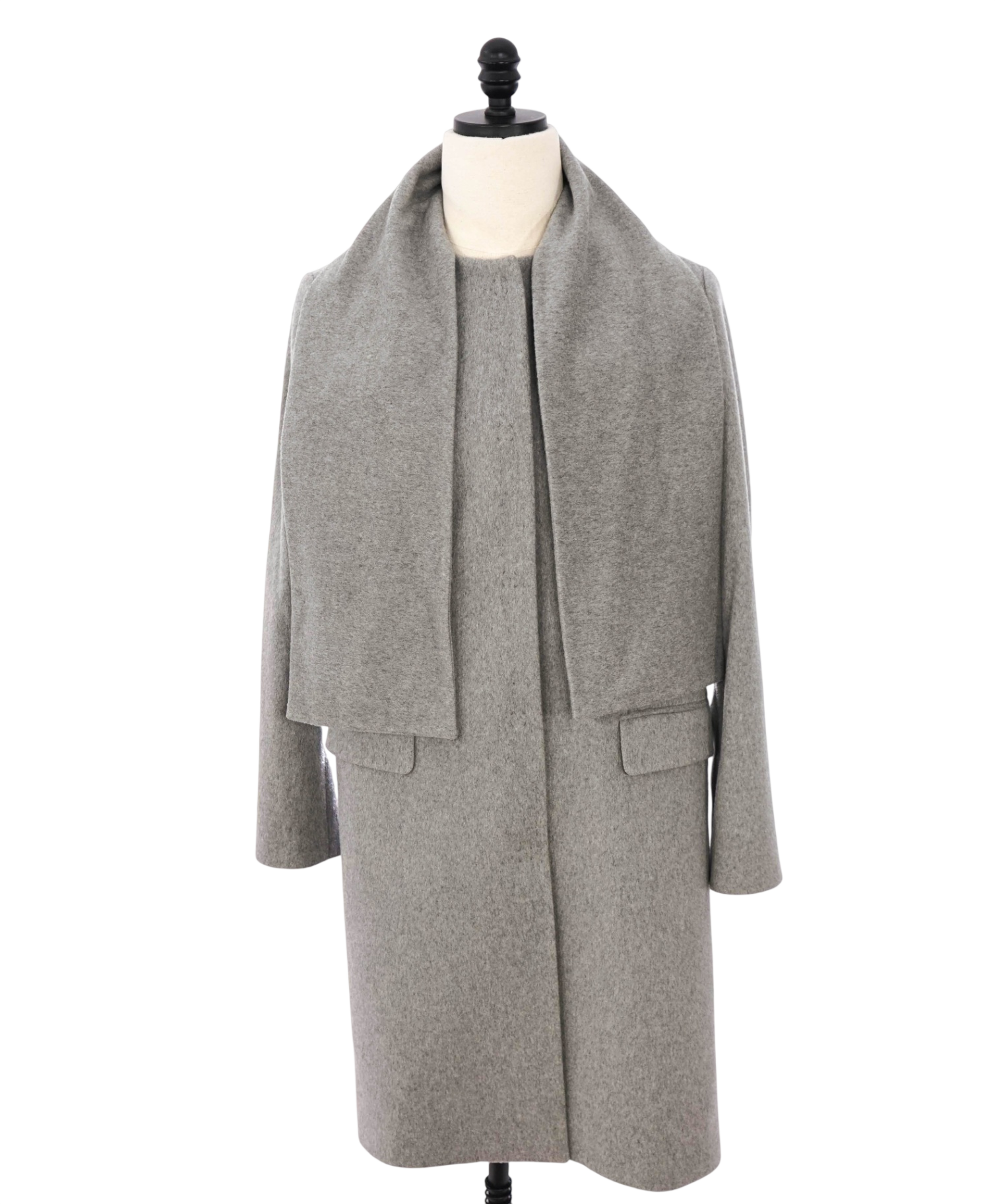 $1,195 ELEVENTY - Gray Scarf Neck Wool Coat - 8 US