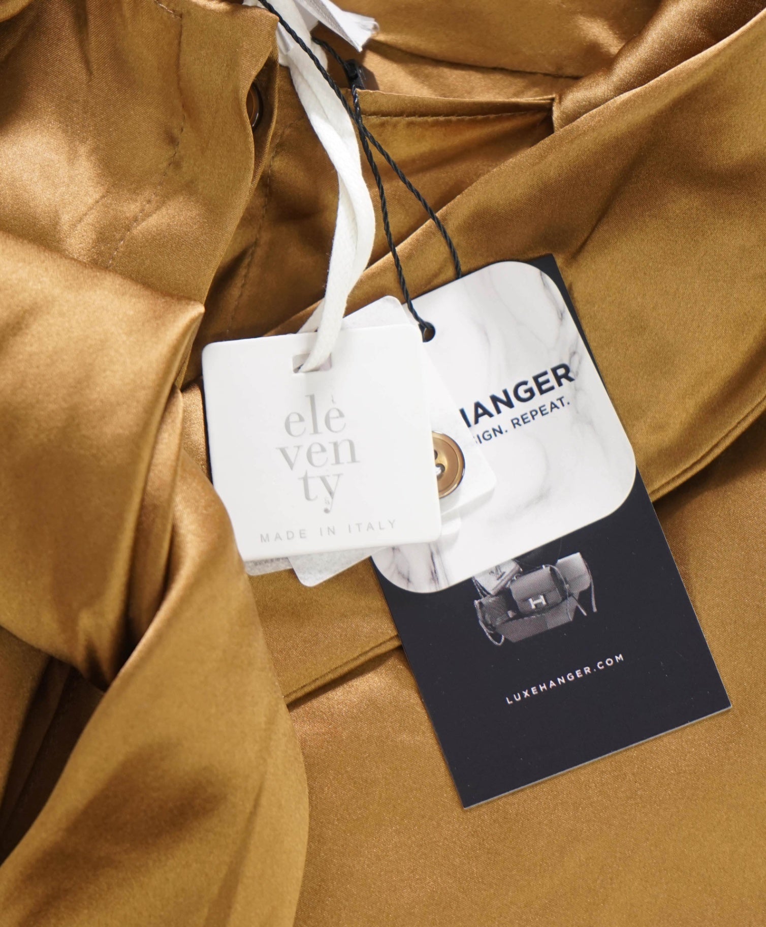 $790 ELEVENTY - Gold Silk Shirt - 2 US