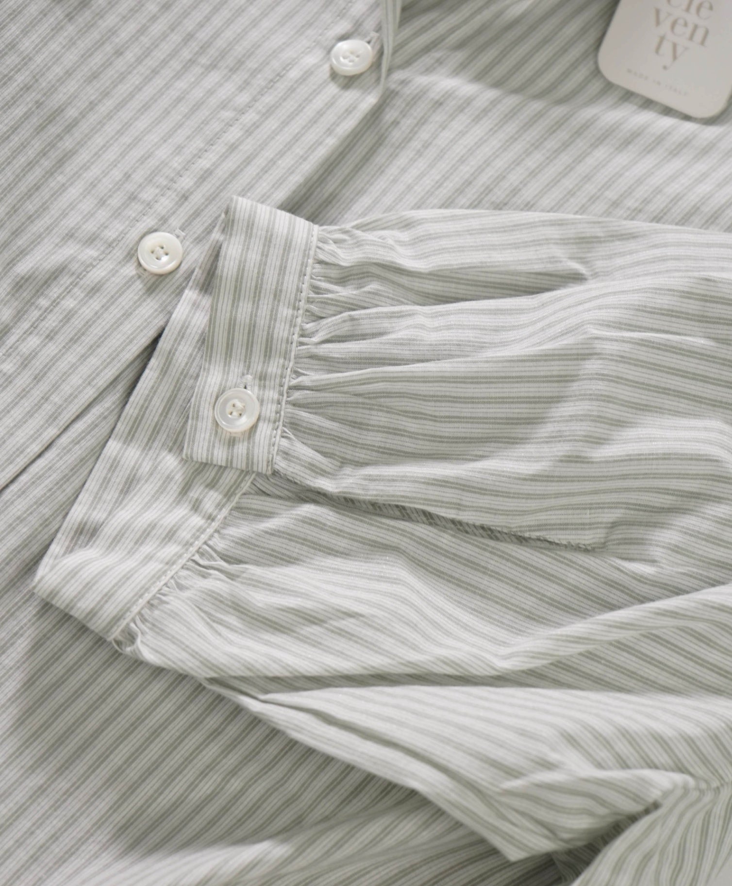 $495 ELEVENTY - Green Stripe Cotton Short Sleeve Shirt - 2 US