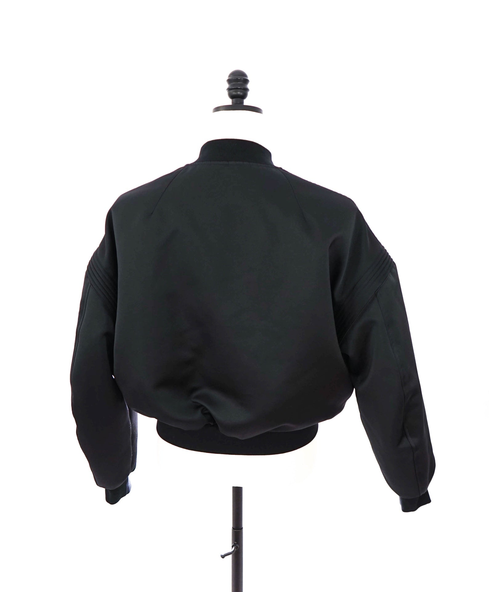 $1,195 ELEVENTY - Black Silk Style Polyester Bomber Coat - 8 US