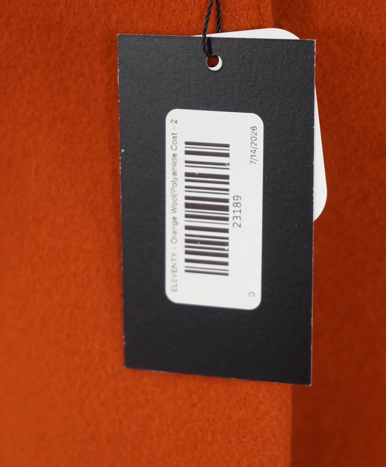 $1,195 ELEVENTY - Orange Wool/Polyamide Coat - 2 US