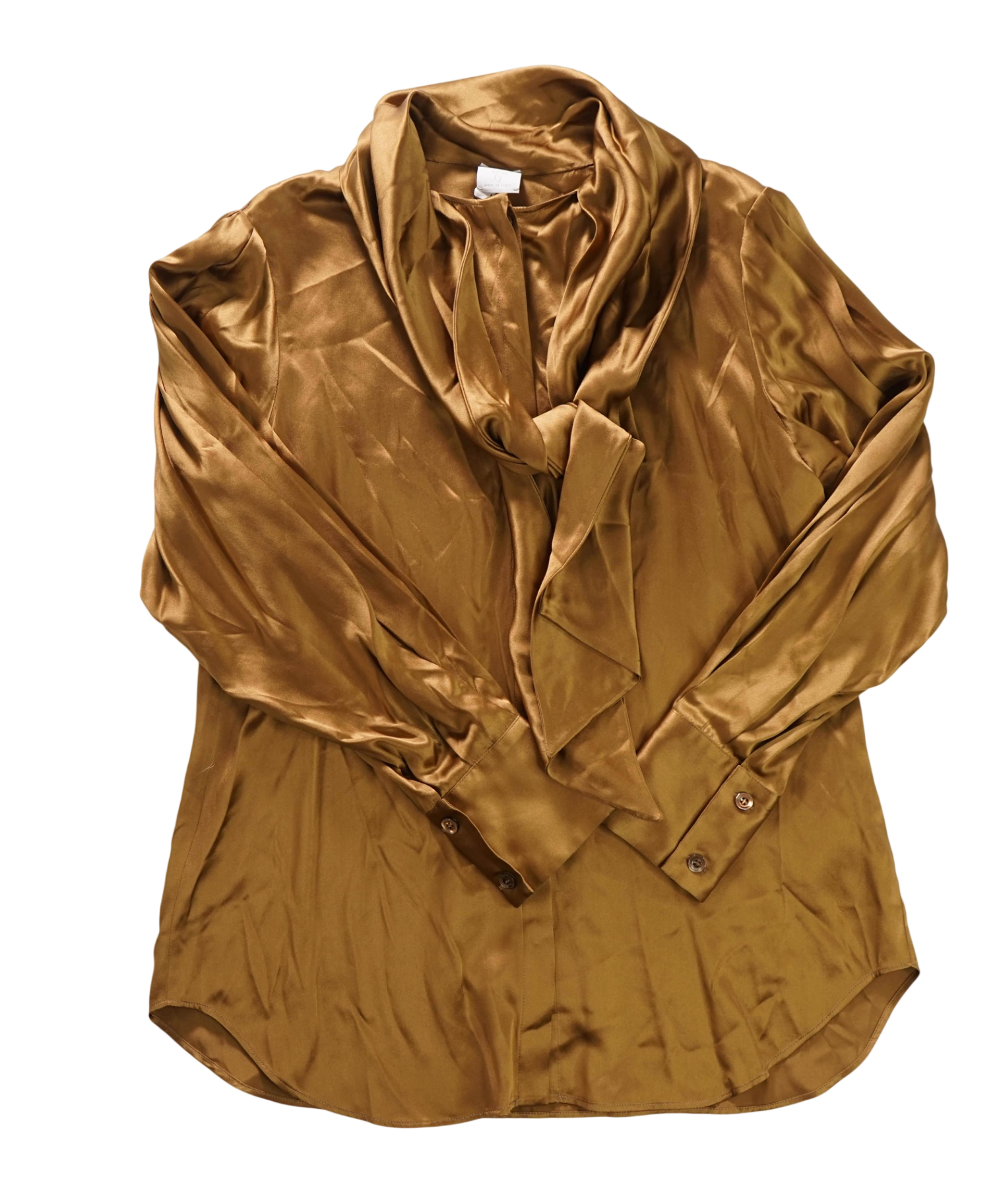 $790 ELEVENTY - Gold Silk Shirt - 2 US