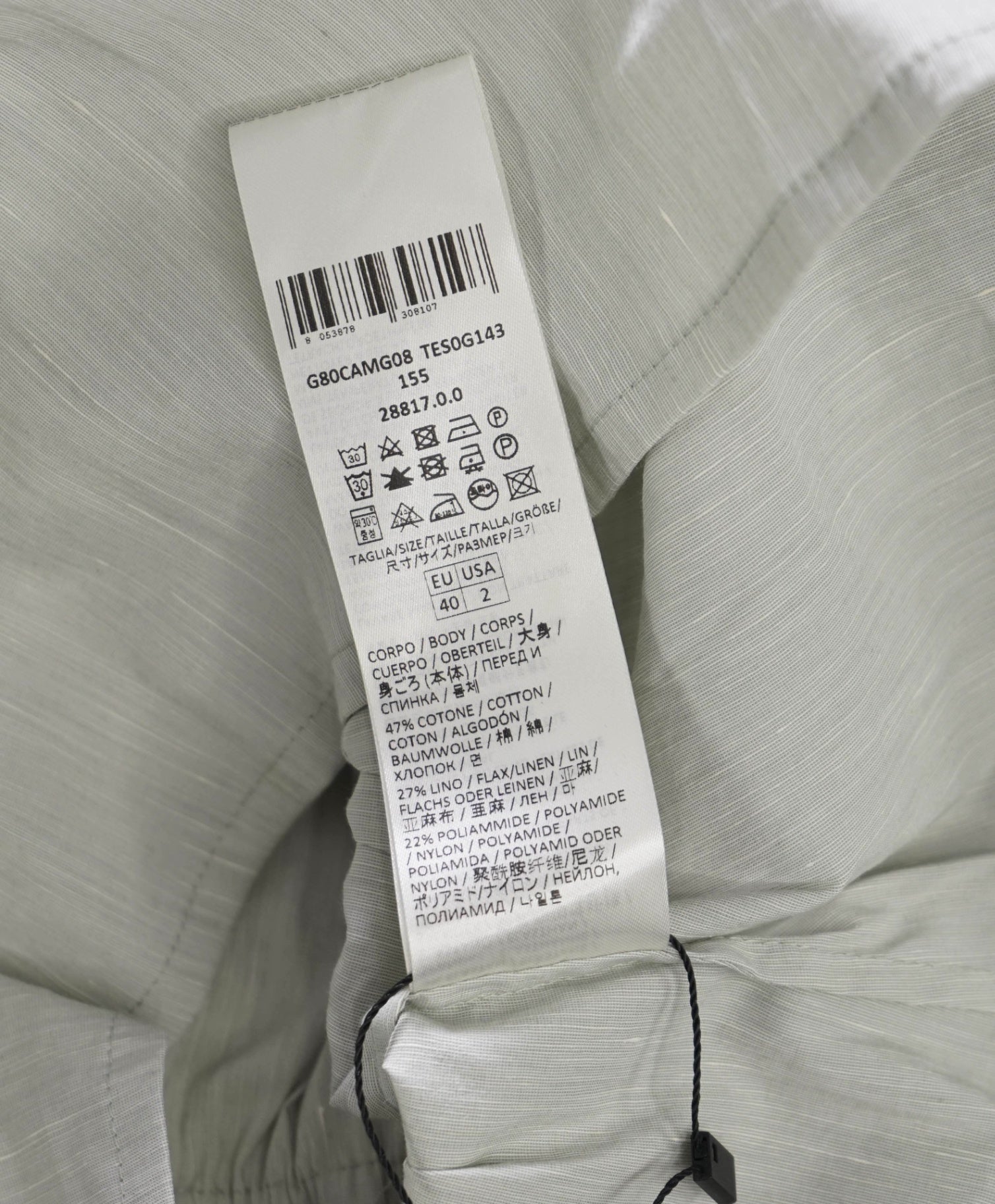 $595 ELEVENTY - Light Blue Cotton/Linen Shirt - 2 US