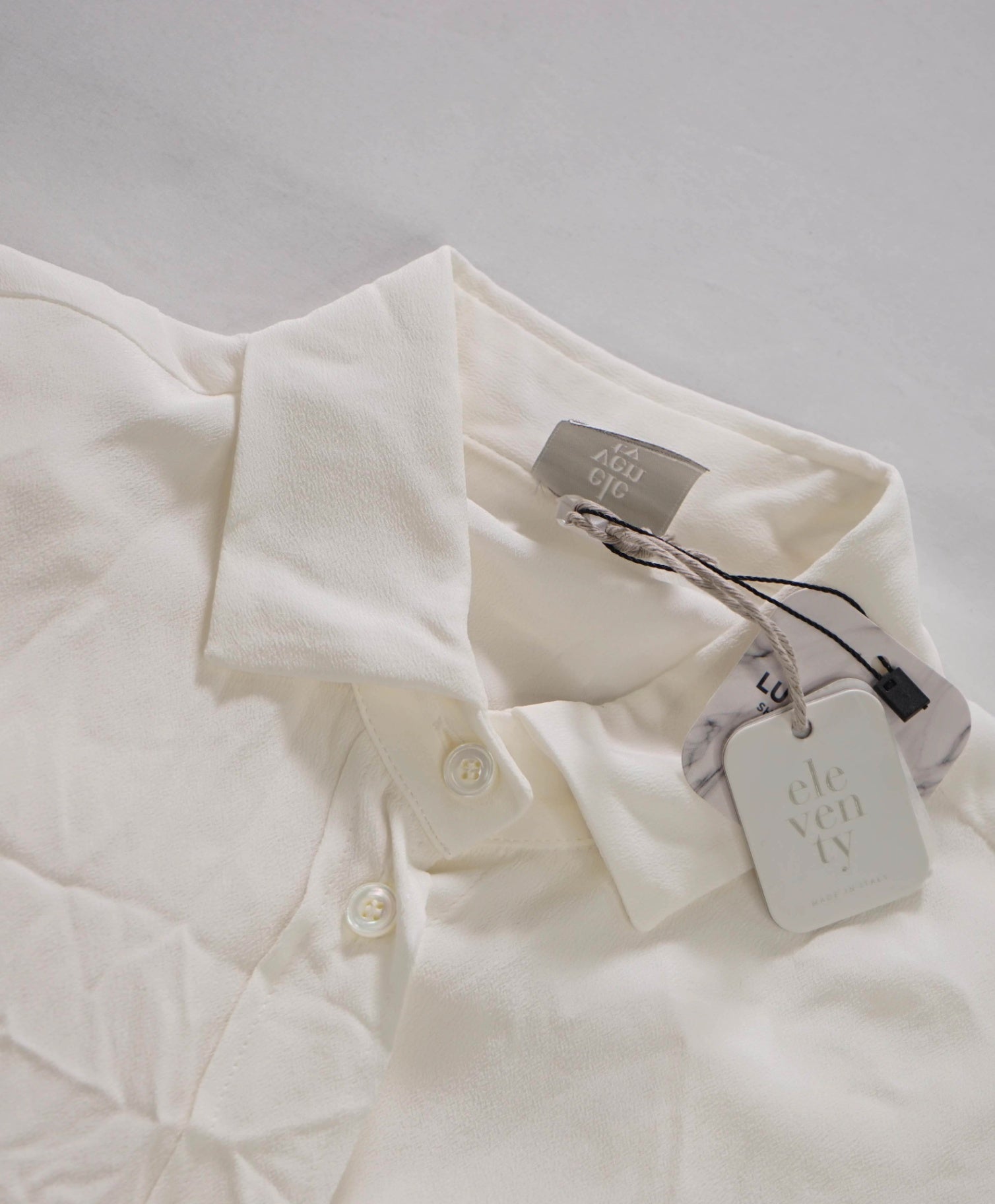 $495 ELEVENTY - White Acetate/Silk Shirt - 2 US