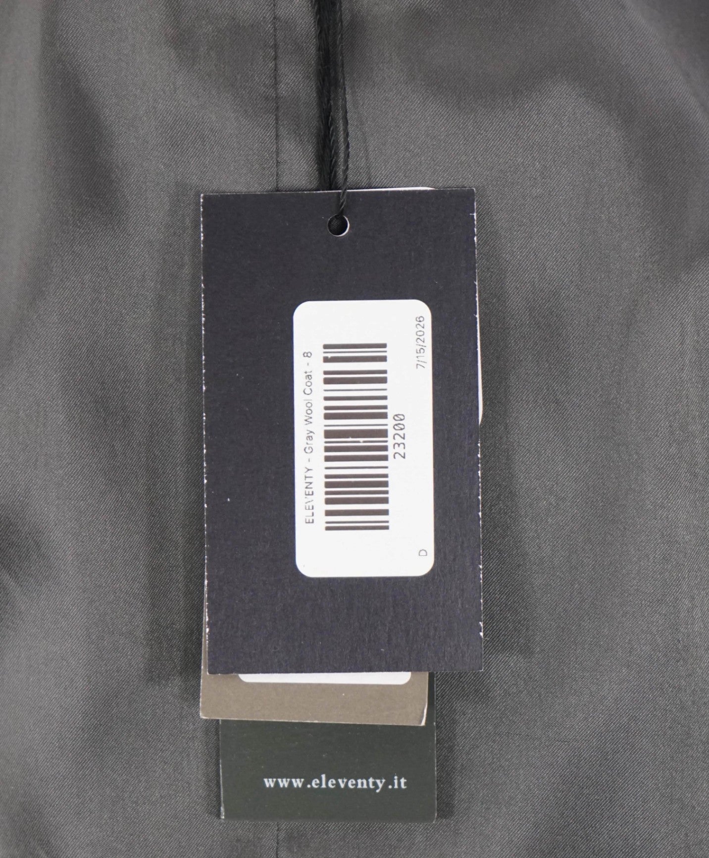 $1,195 ELEVENTY - Gray Scarf Neck Wool Coat - 8 US