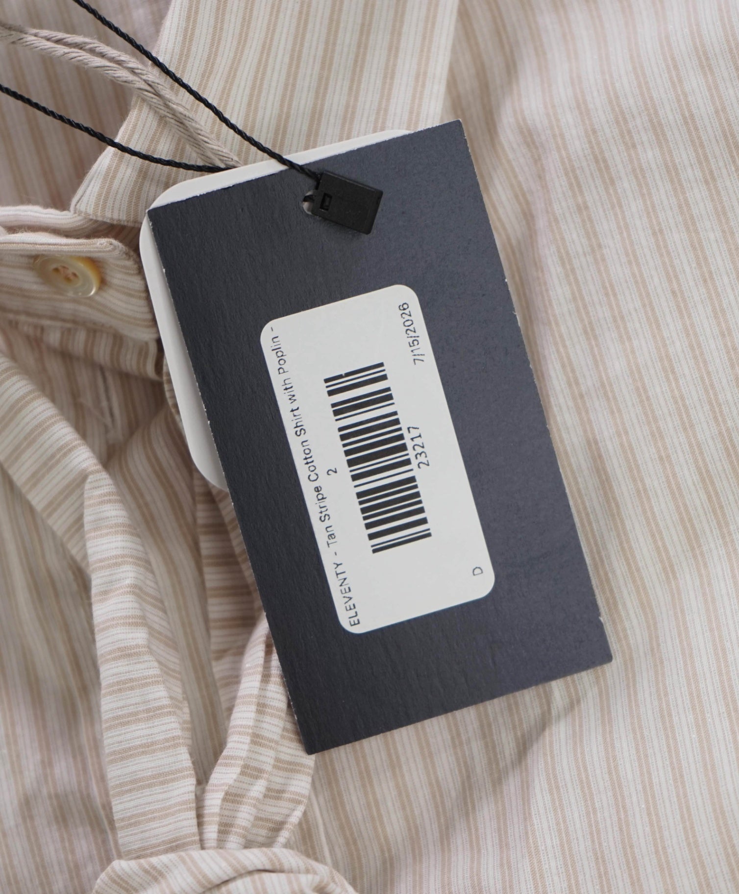 $495 ELEVENTY - Tan Stripe Cotton Shirt with Poplin - 2 US