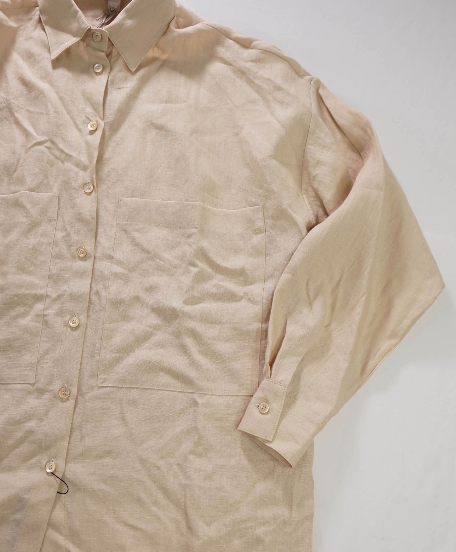 $89 ELEVENTY - Tan Linen Shirt - 2 US