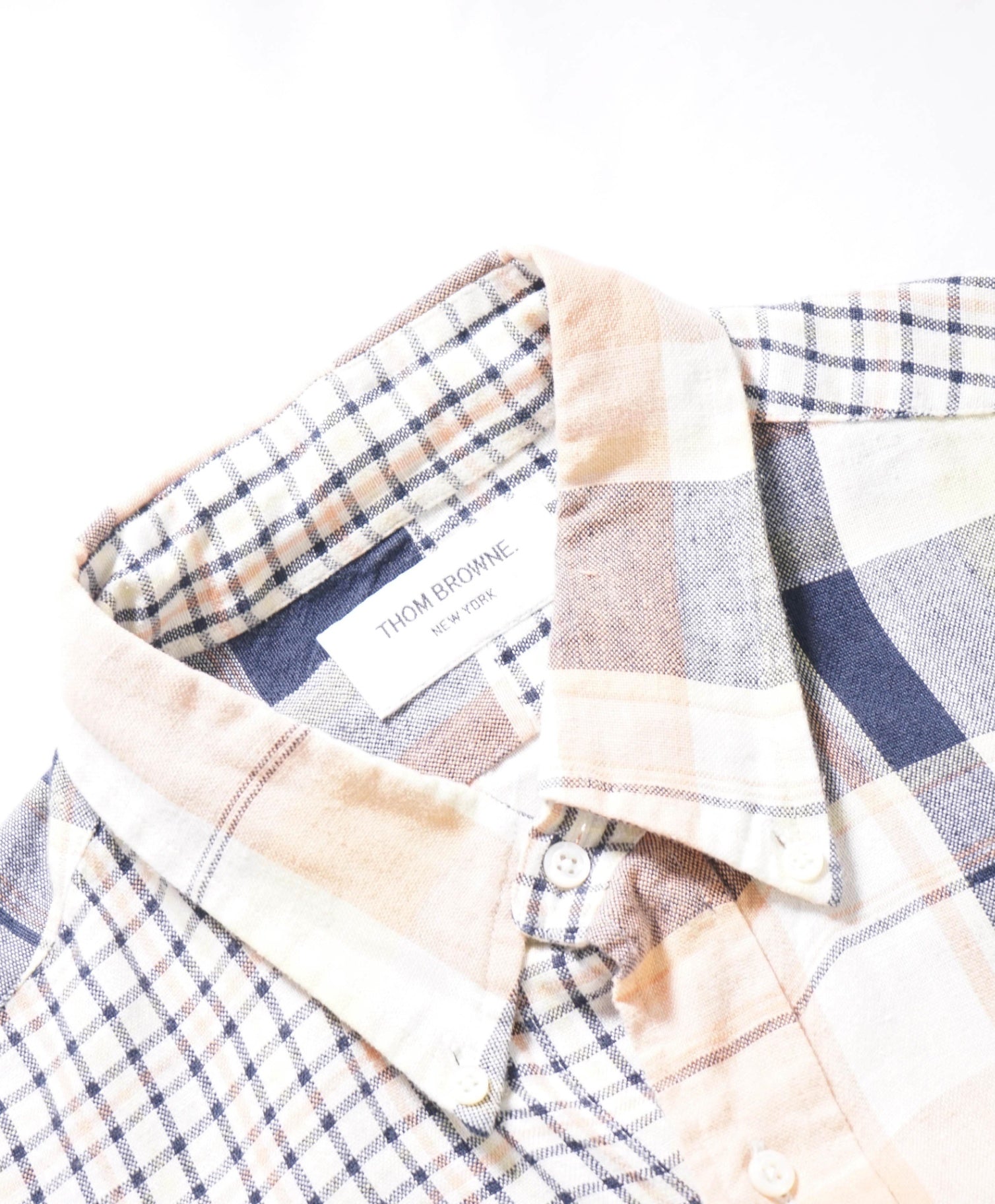 THOM BROWNE - Pink/Yellow Patchwork Plaid Cotton Shirt - 4