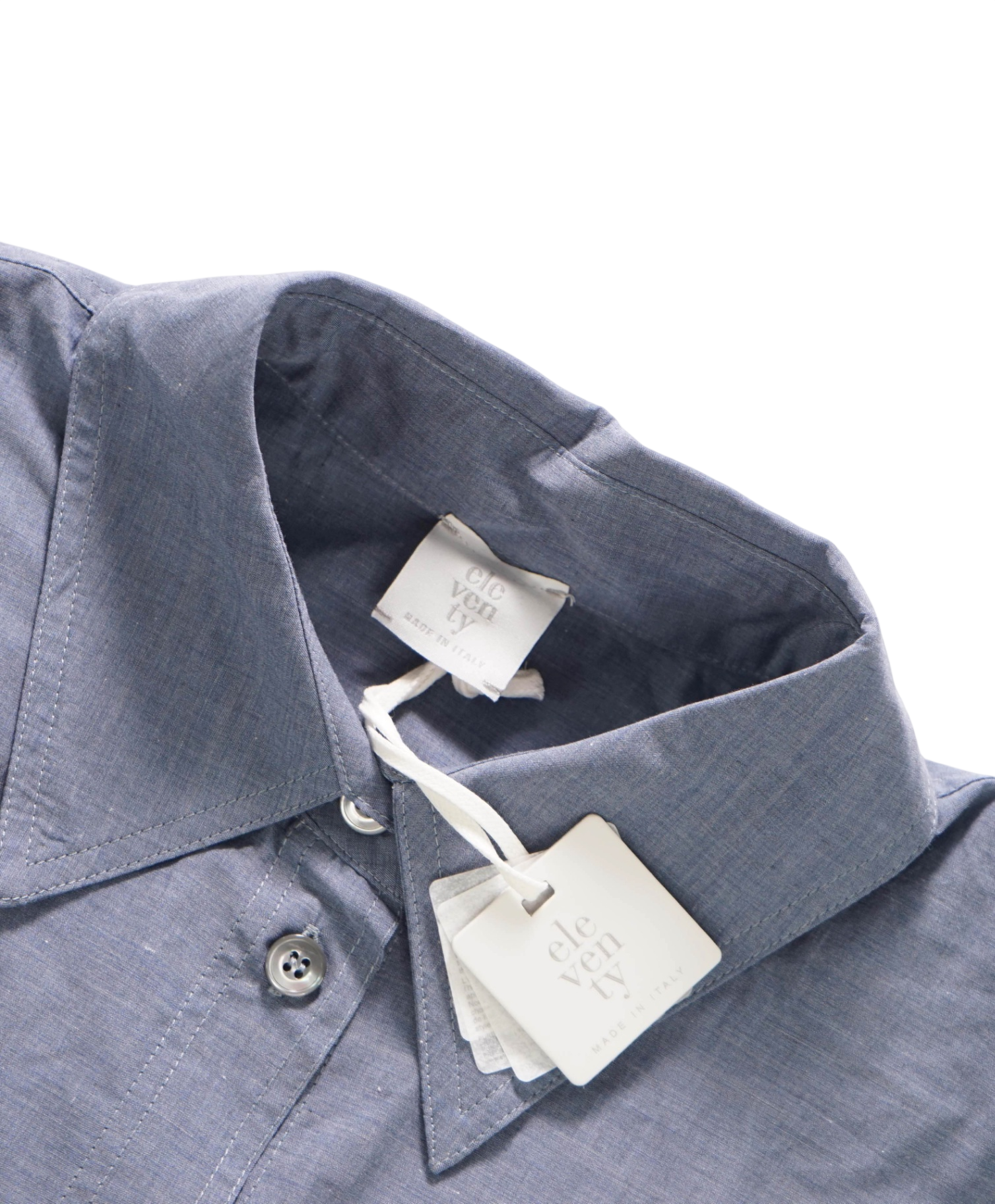 $595 ELEVENTY - Blue Cotton Shirt - 2 US